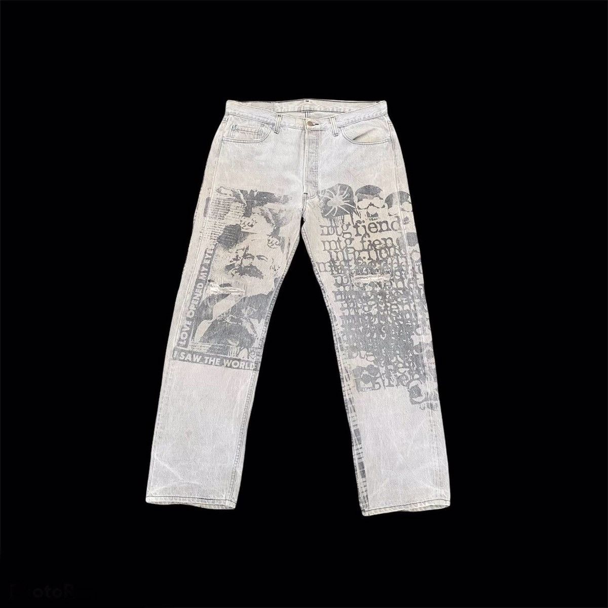 Levi's × Vintage 💥RARE! Levi’s x Montage Crowd Denim Faded Pants Art Size US 35 - 1 Thumbnail