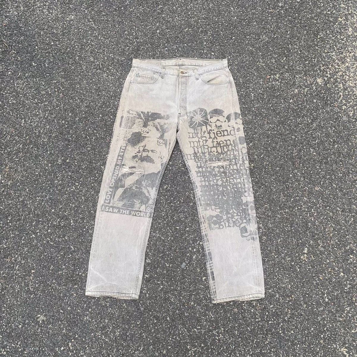 Levi's × Vintage 💥RARE! Levi’s x Montage Crowd Denim Faded Pants Art Size US 35 - 3 Thumbnail