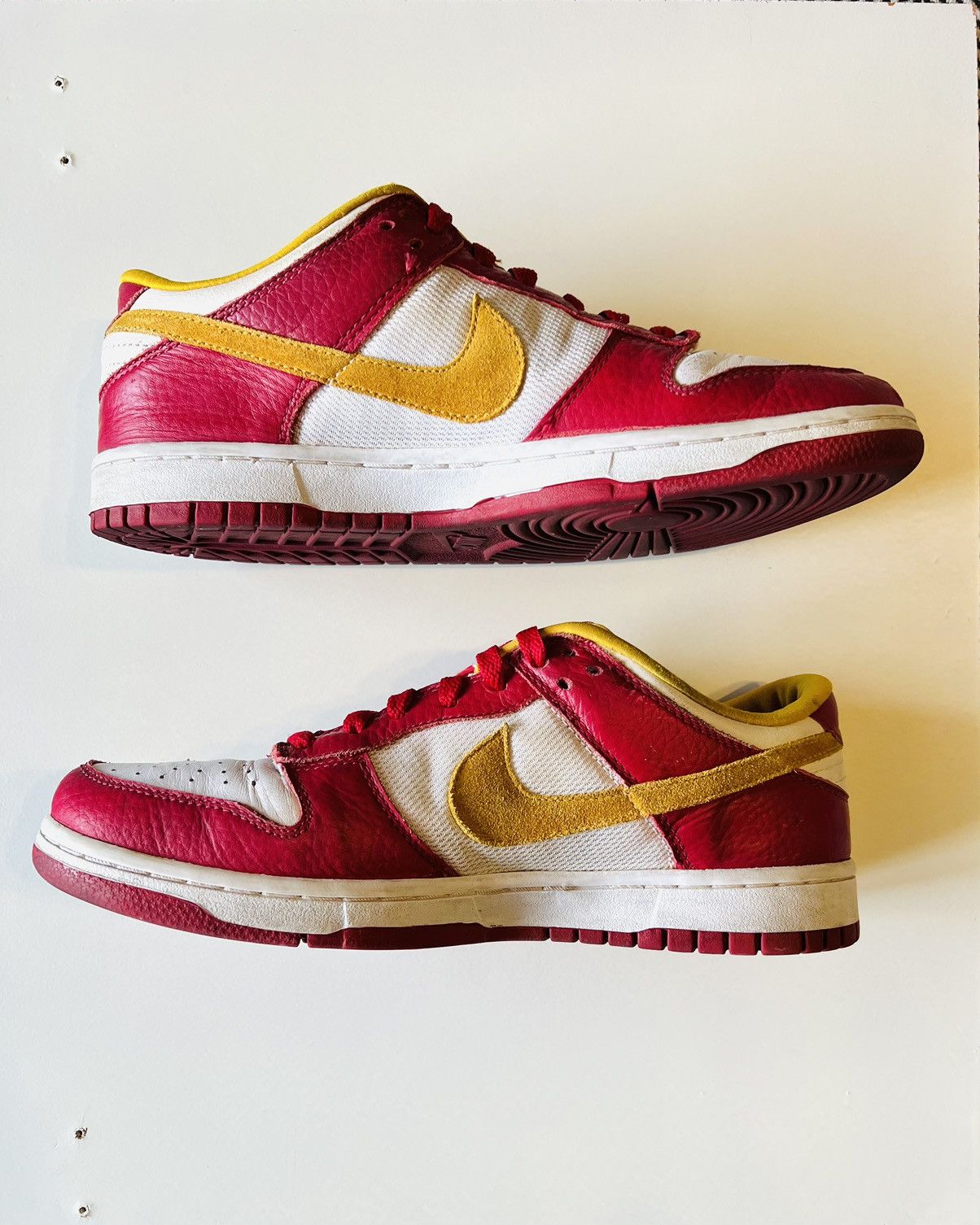 Nike Nike Dunk Low Gold Leaf Deep Red White Size US 9 / EU 42 - 3 Thumbnail