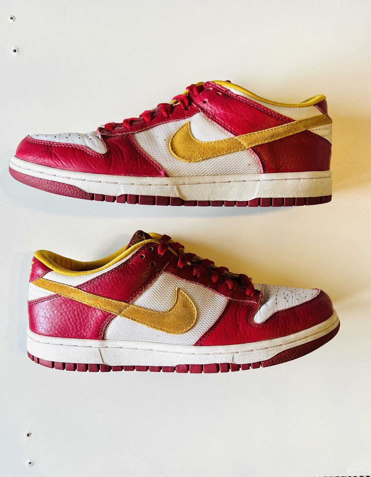 Nike Nike Dunk Low Gold Leaf Deep Red White Size US 9 / EU 42 - 2 Thumbnail