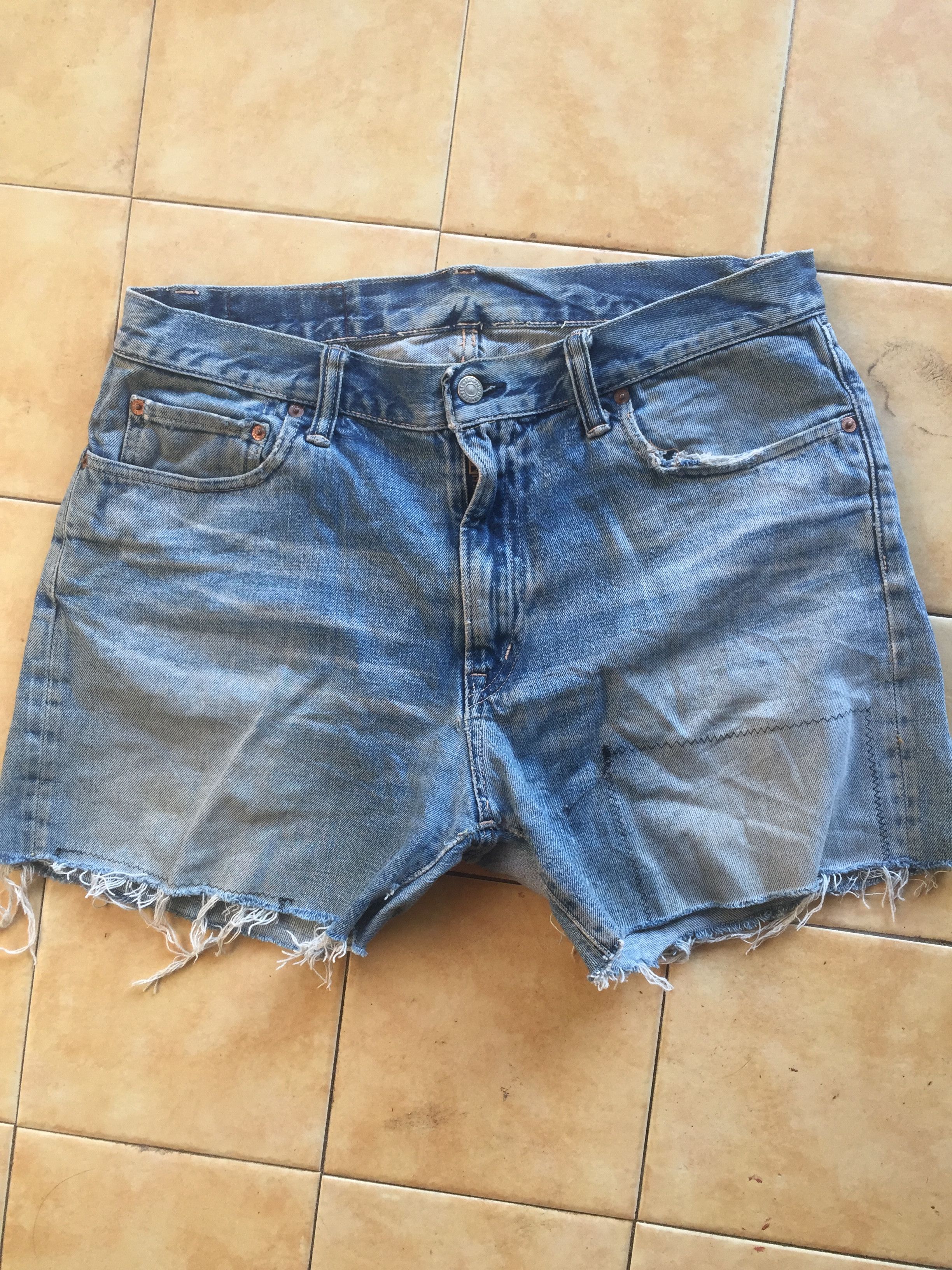 Japanese Brand Blue Blue Jpn Street Hip Hop Distressed Denim Shorts Size US 35 - 2 Thumbnail