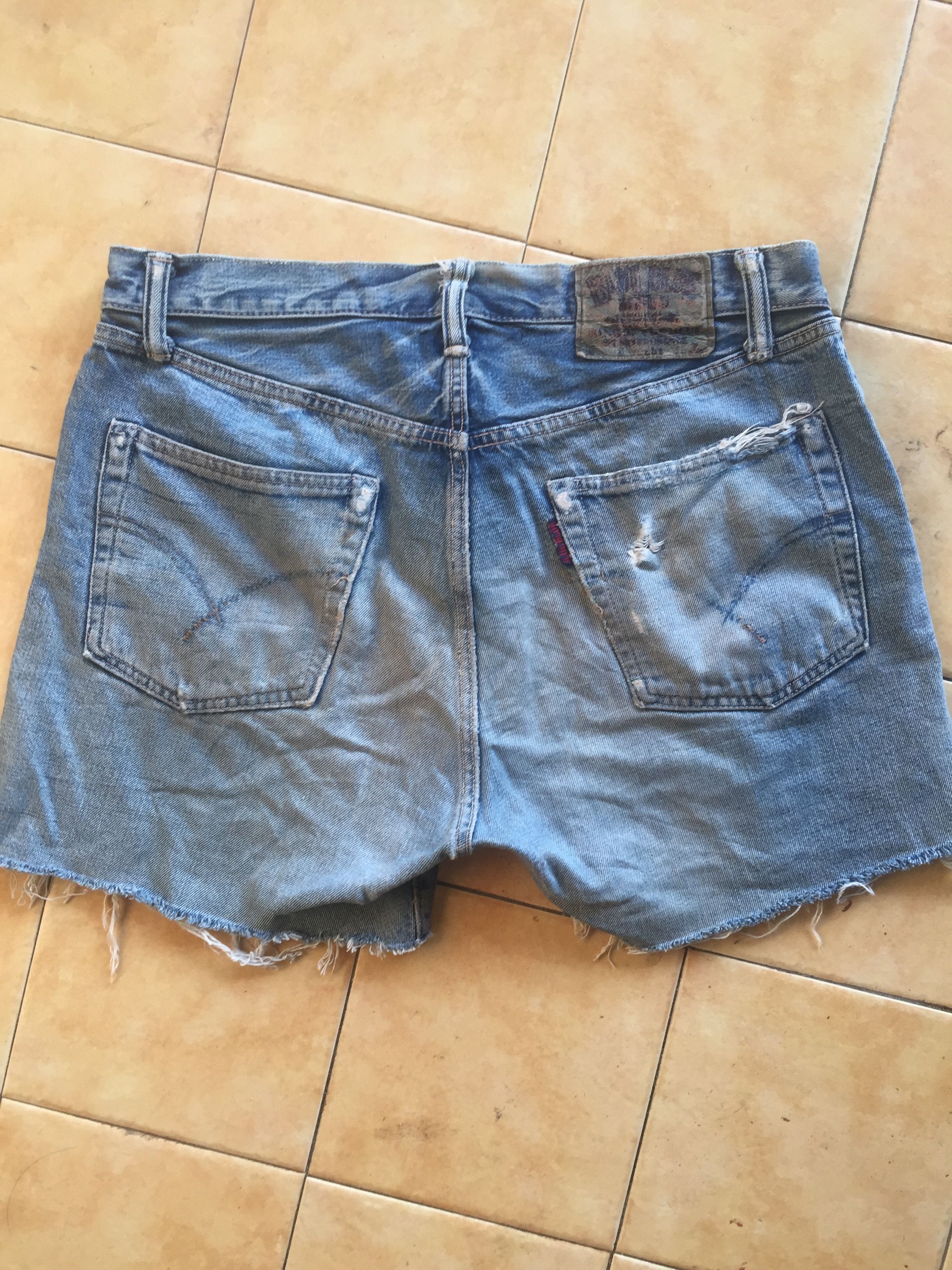 Japanese Brand Blue Blue Jpn Street Hip Hop Distressed Denim Shorts Size US 35 - 3 Thumbnail