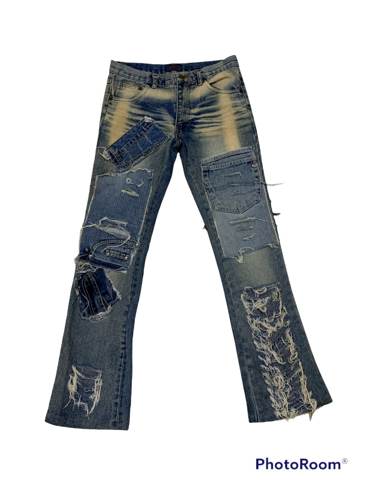 MARAXIA DISTRESSED SASHIKO BORO PATCHES JEANS