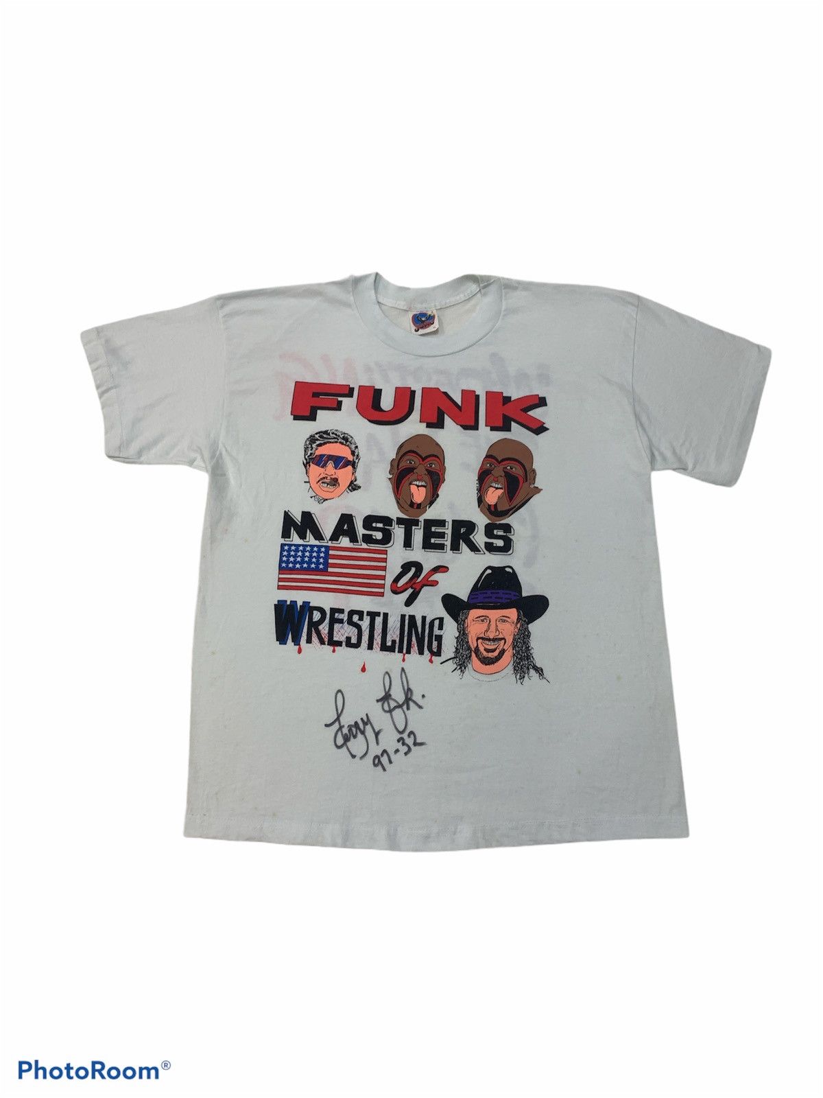 image of Vintage x Wwe 1997 Terry Funk Masters Of Wrestling Shirt With Signature in White, Men's (Size XL)