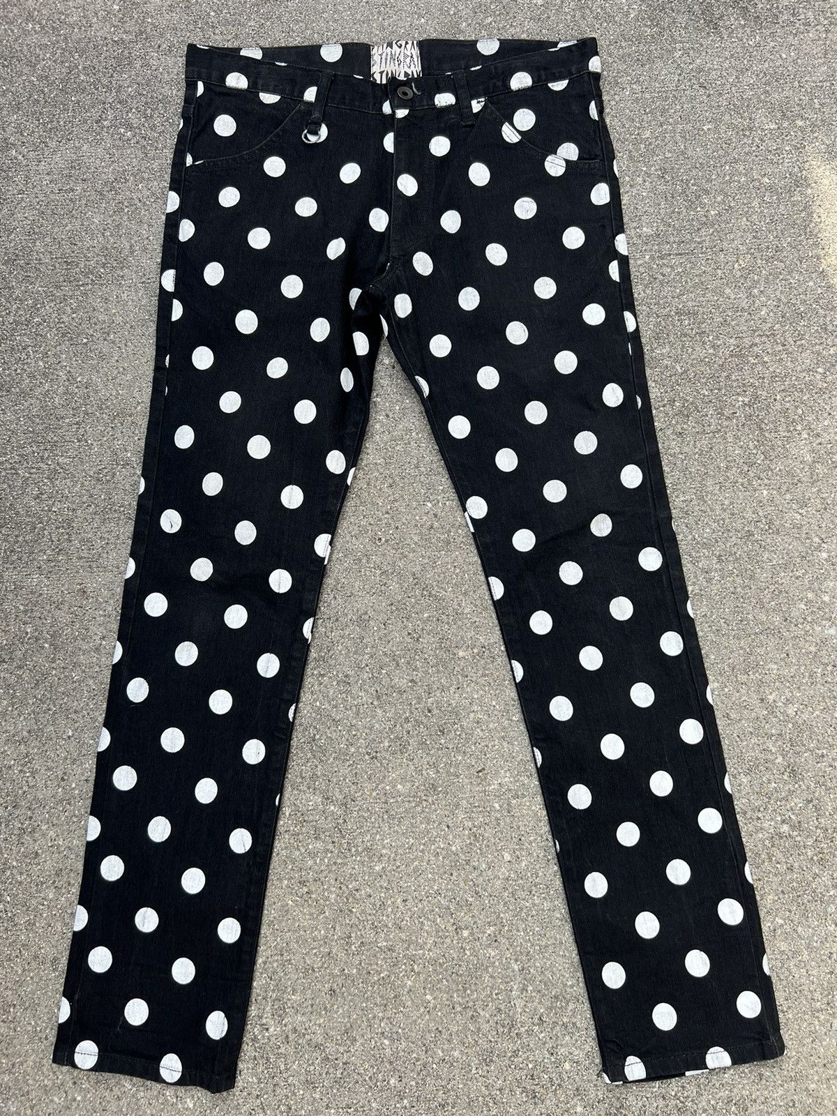 Vintage Sting Ray Made in Japan Polka Dot Black Skinny Pant Size US 31 - 1 Thumbnail