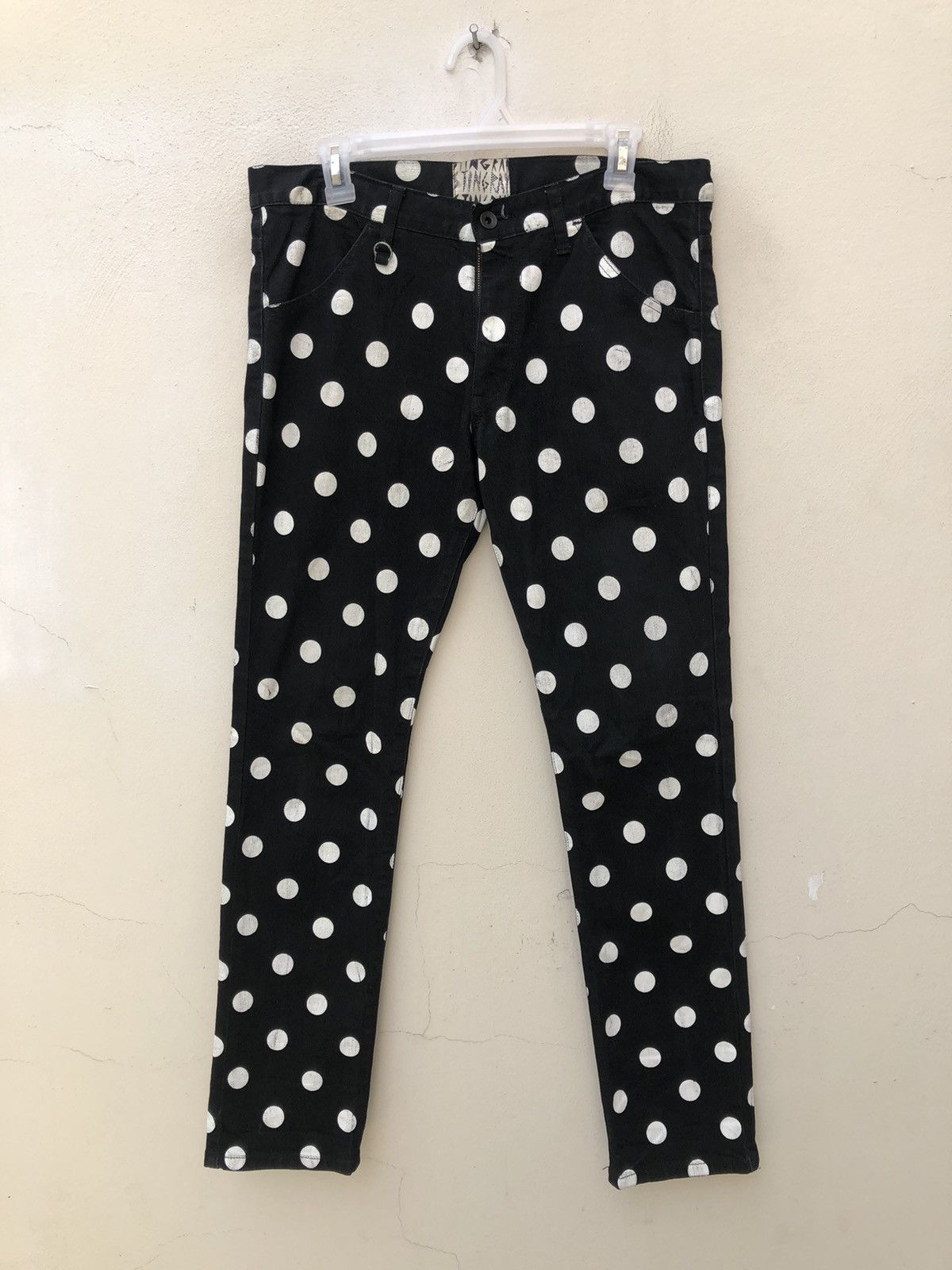Vintage Sting Ray Made in Japan Polka Dot Black Skinny Pant Size US 31 - 6 Thumbnail