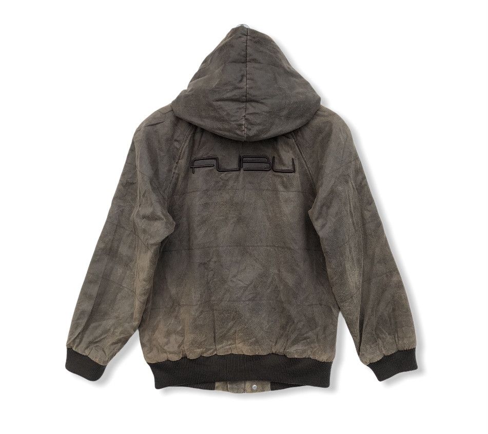 VINTAGE FUBU FAUX LEATHER HOODED JACKET