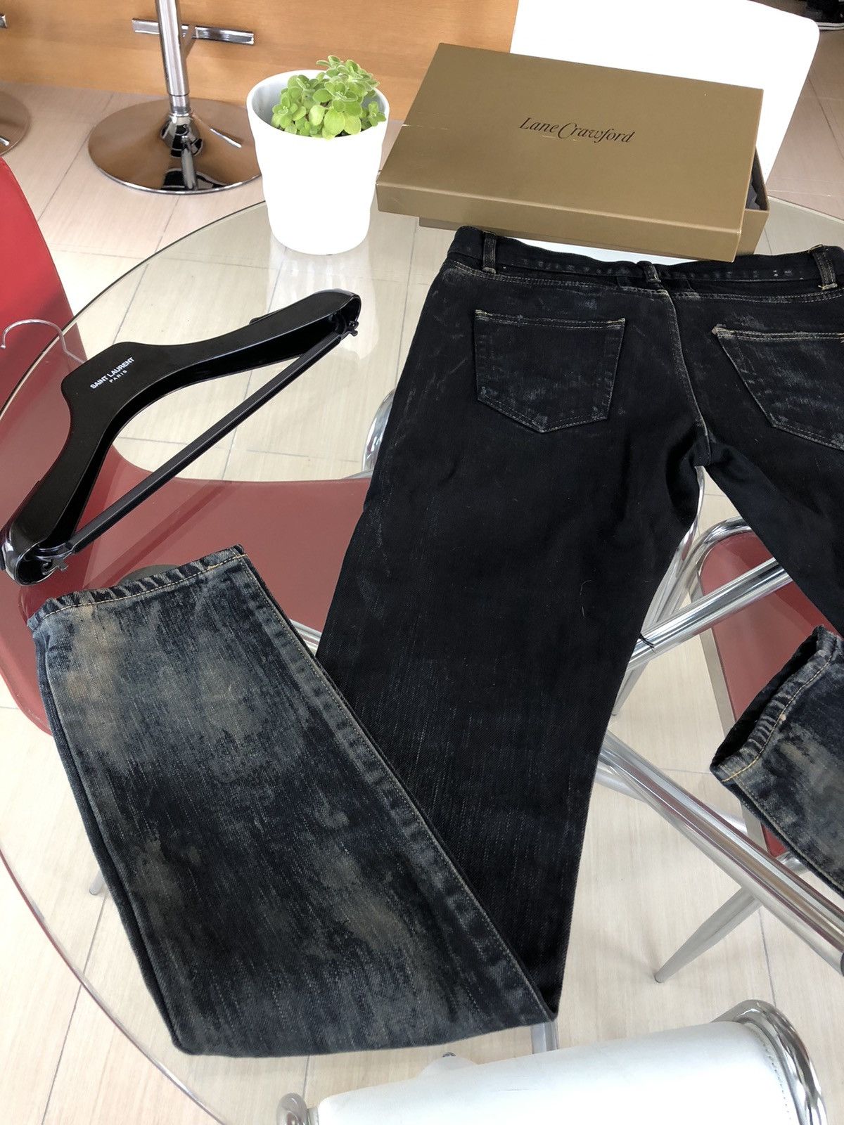 Hedi Slimane × Saint Laurent Paris Saint Laurent black oil stains denim size 30 Size US 30 / EU 46 - 9 Thumbnail