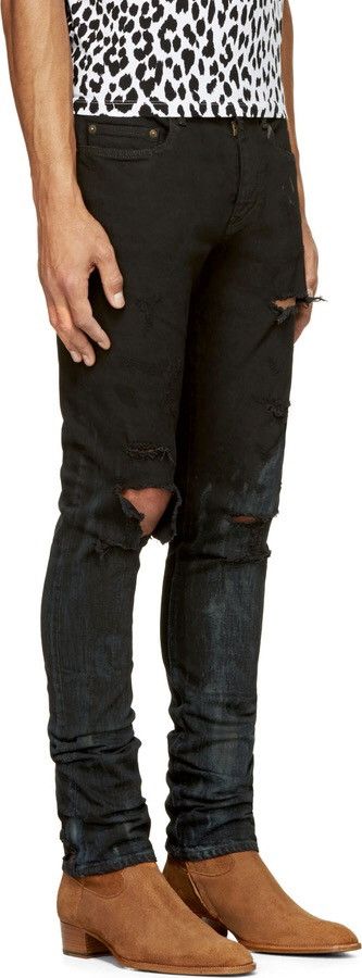 Hedi Slimane × Saint Laurent Paris Saint Laurent black oil stains denim size 30 Size US 30 / EU 46 - 12 Thumbnail