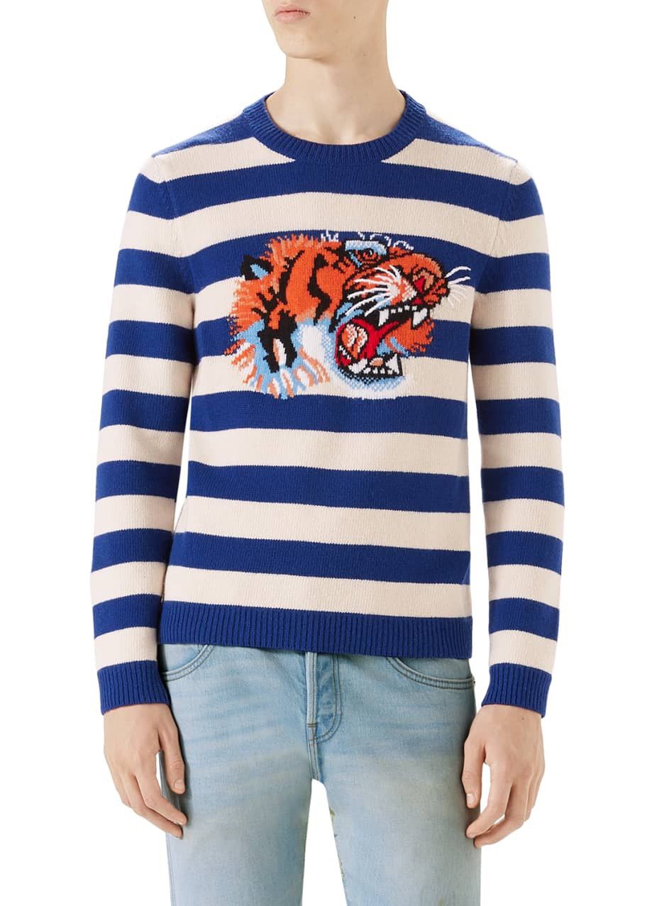 Gucci Gucci Striped Loved Tiger intarsia wool sweater medium Size US M / EU 48-50 / 2 - 14 Thumbnail