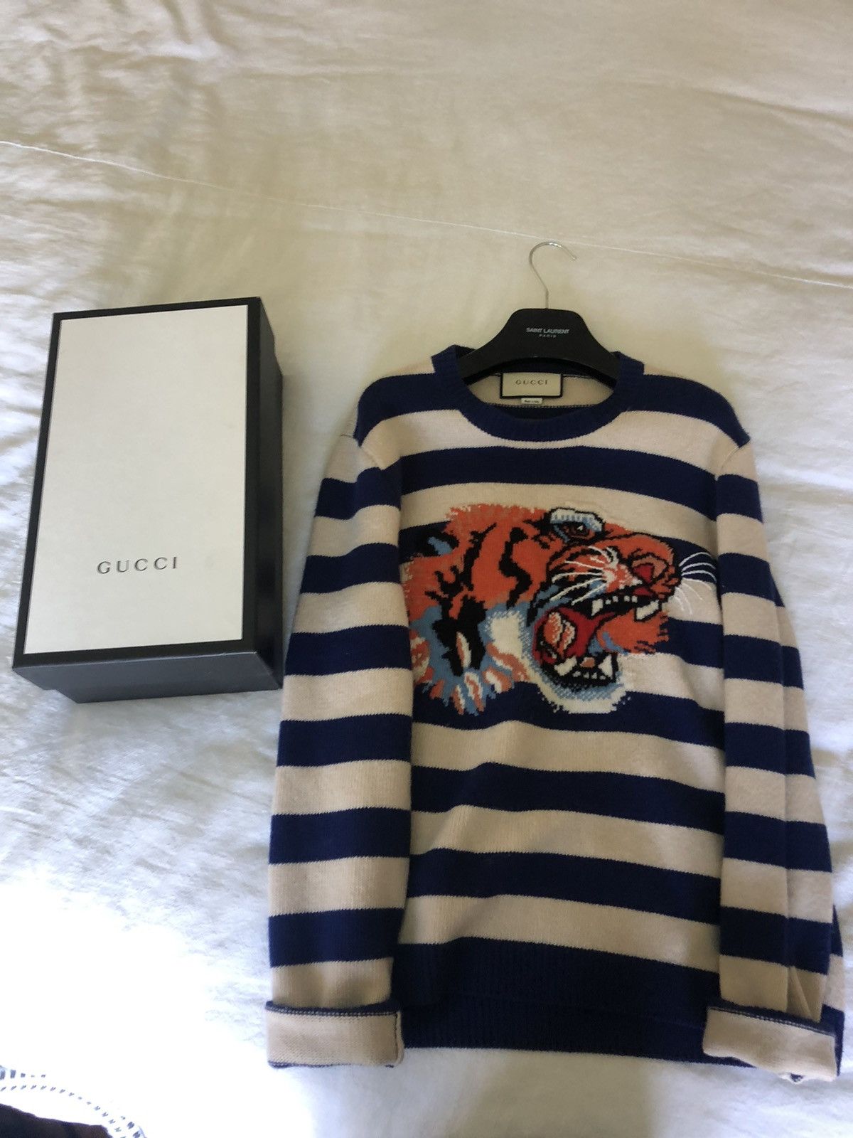 Gucci Gucci Striped Loved Tiger intarsia wool sweater medium Size US M / EU 48-50 / 2 - 9 Thumbnail