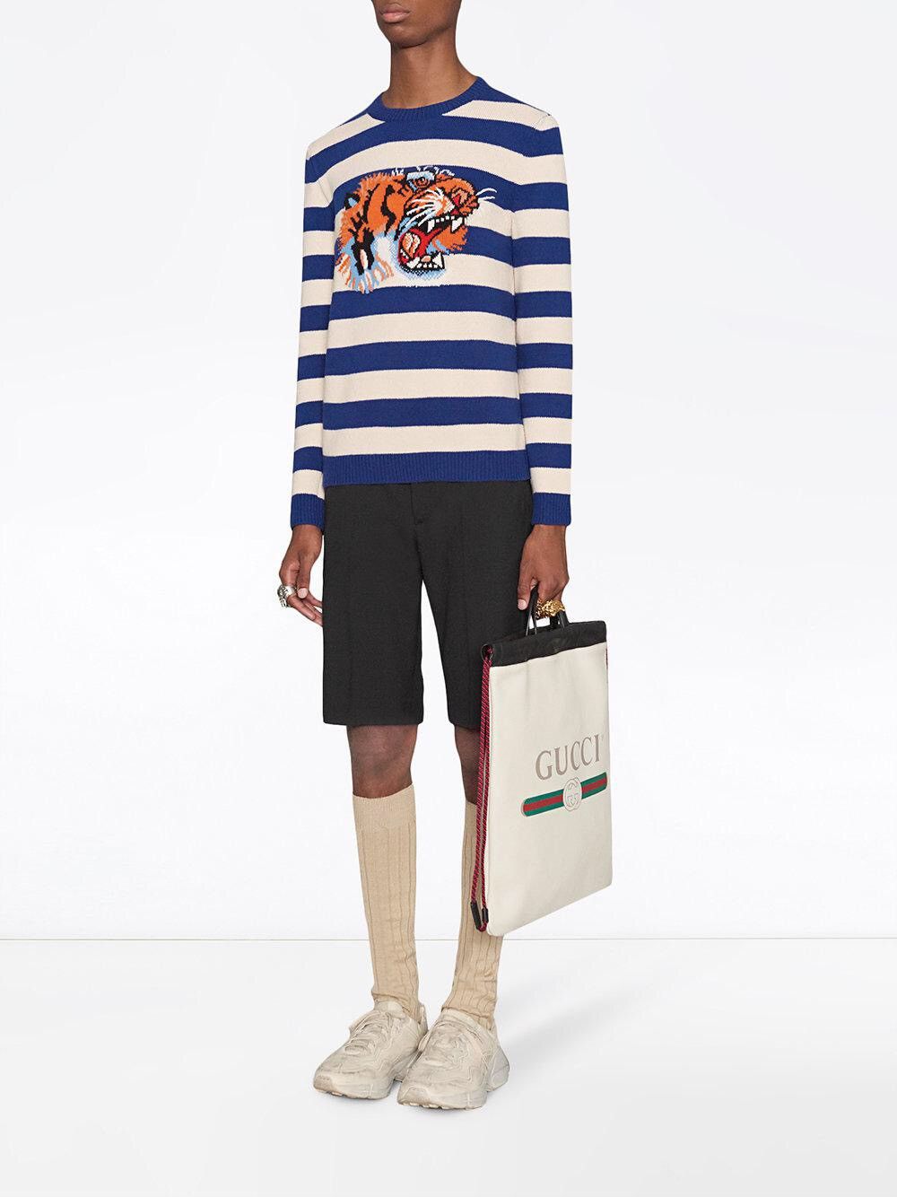 Gucci Gucci Striped Loved Tiger intarsia wool sweater medium Size US M / EU 48-50 / 2 - 17 Thumbnail