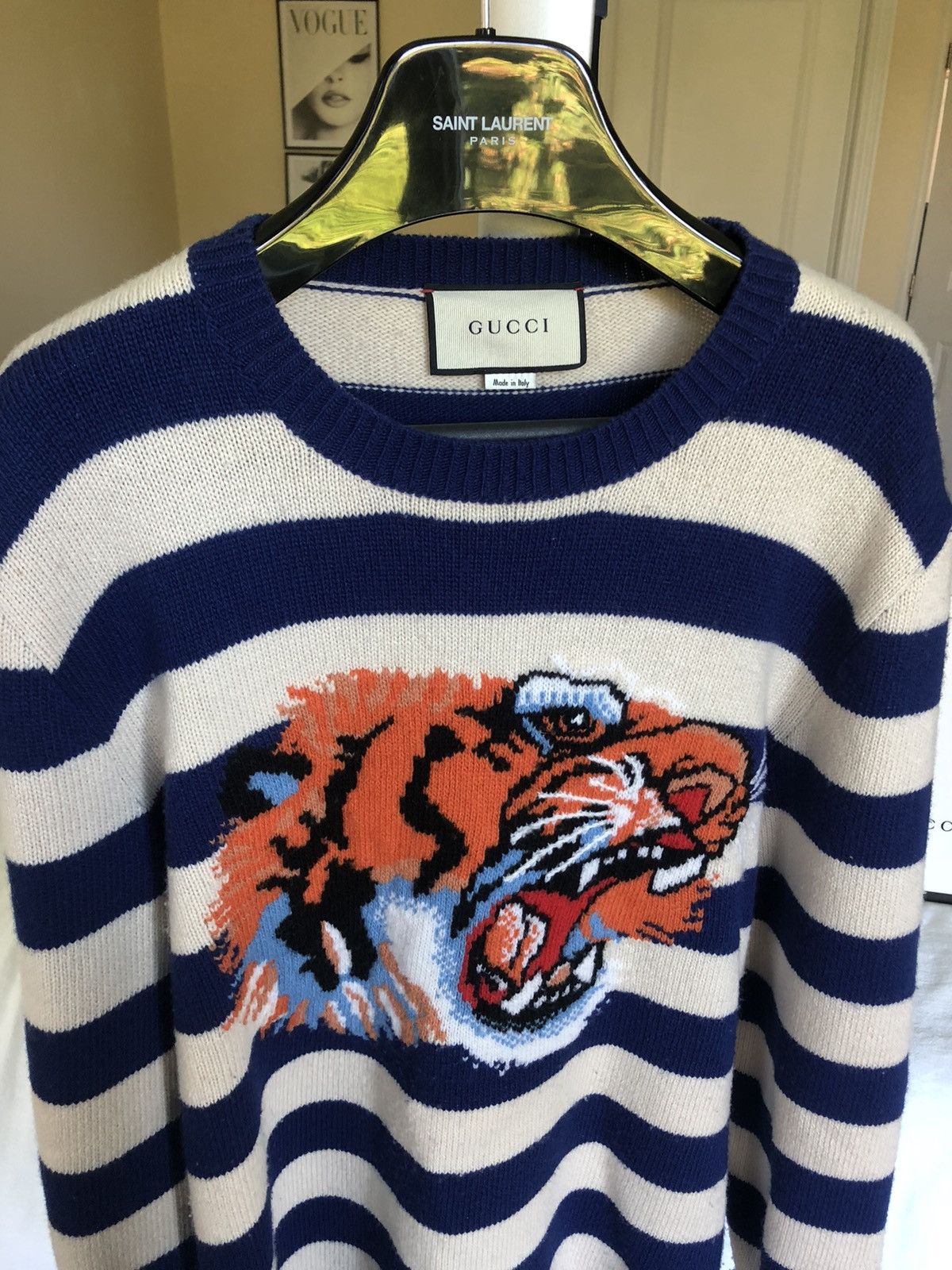 Gucci Gucci Striped Loved Tiger intarsia wool sweater medium Size US M / EU 48-50 / 2 - 2 Thumbnail