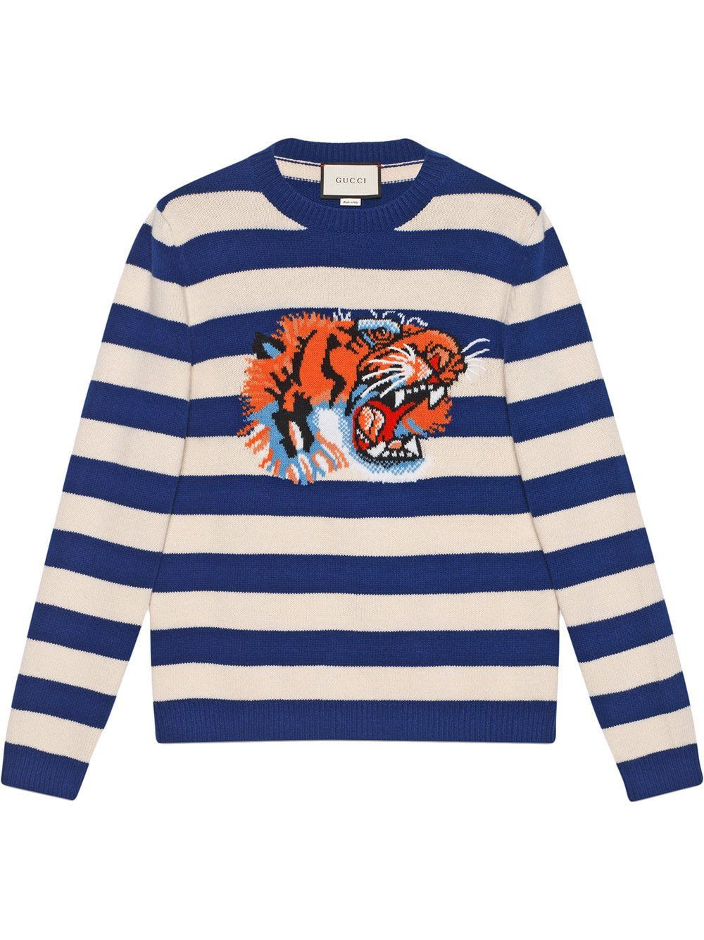 Gucci Gucci Striped Loved Tiger intarsia wool sweater medium Size US M / EU 48-50 / 2 - 12 Thumbnail