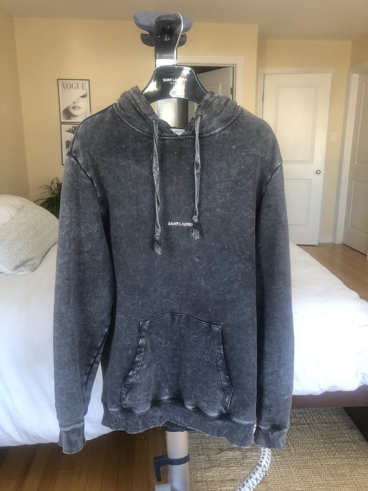 Saint Laurent Grey Logo Hoodie size small
