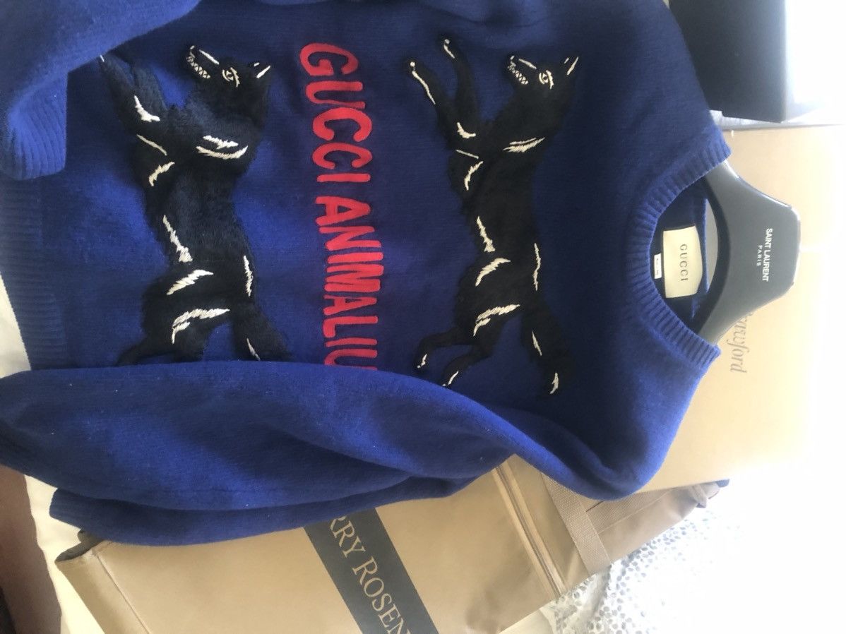 Gucci Gucci Wool Wolf embroidery animal sweater Size US M / EU 48-50 / 2 - 12 Thumbnail
