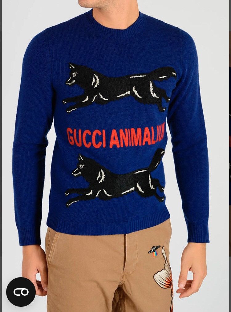 Gucci Gucci Wool Wolf embroidery animal sweater Size US M / EU 48-50 / 2 - 6 Thumbnail