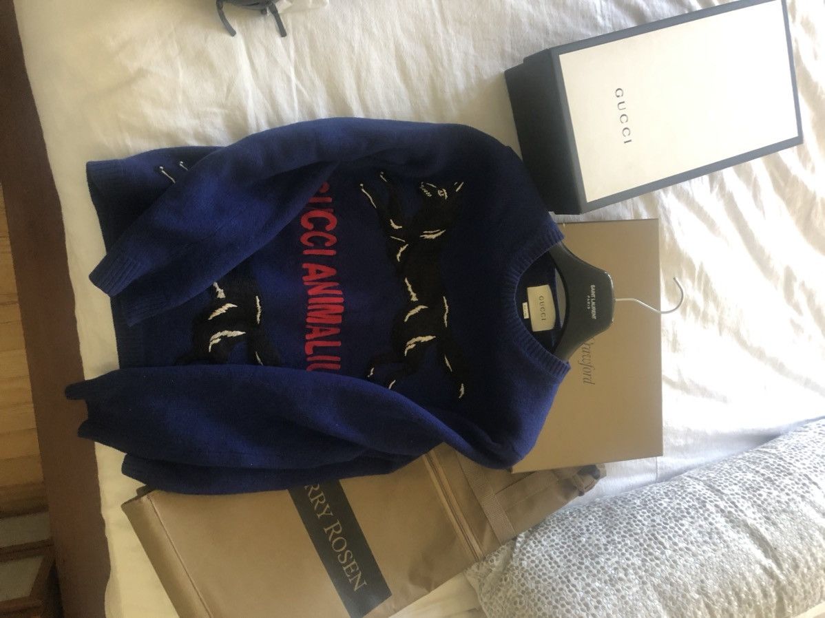 Gucci Gucci Wool Wolf embroidery animal sweater Size US M / EU 48-50 / 2 - 11 Thumbnail
