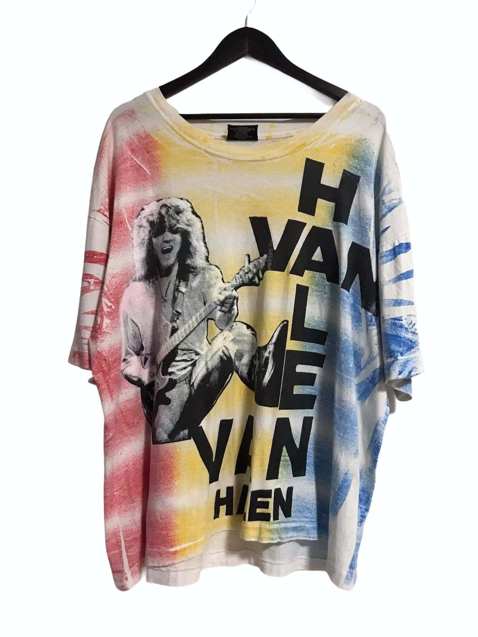 image of Band Tees Vintage Van Halen All Over Print 90S, Men's (Size 2XL)