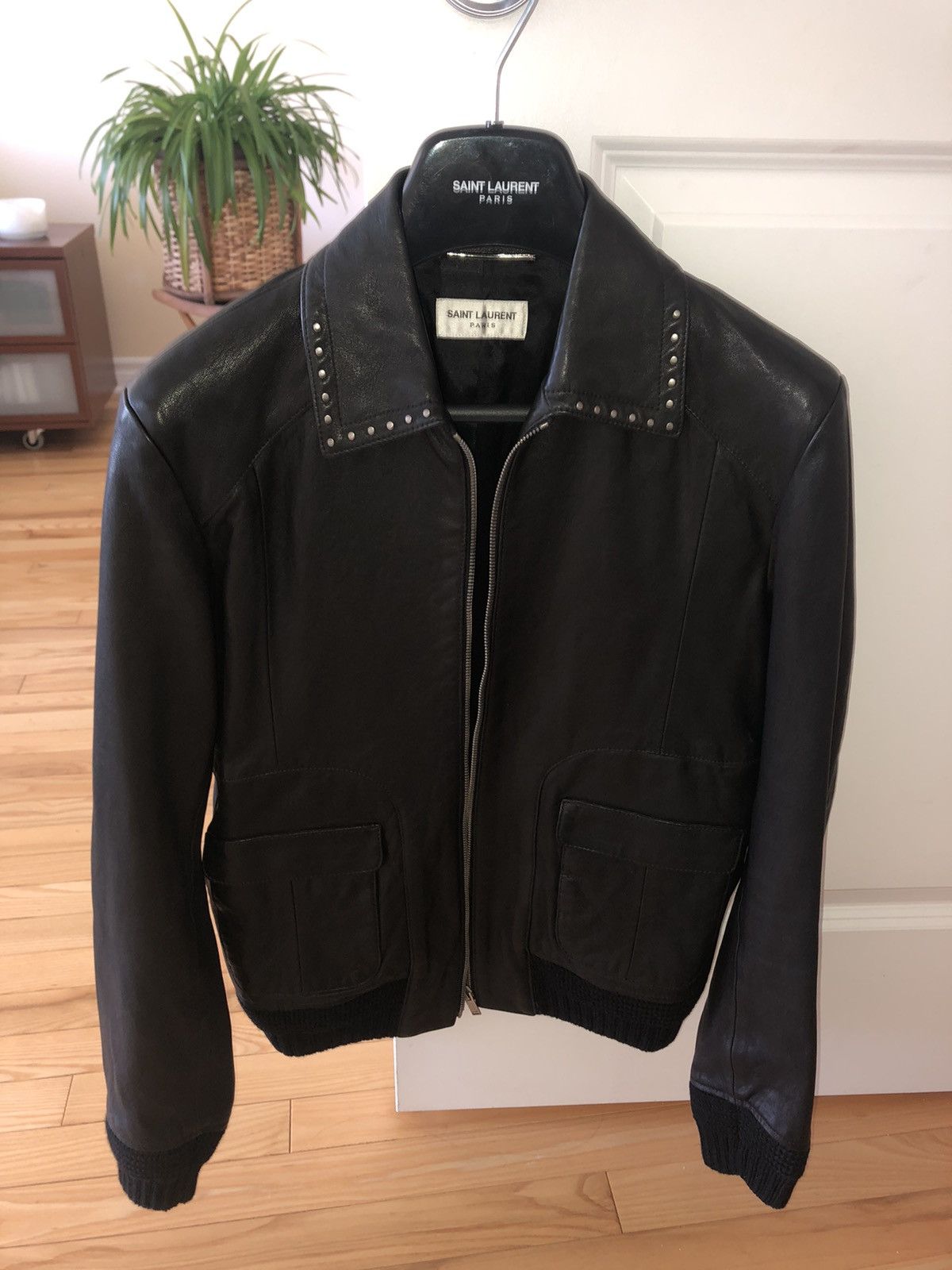 Hedi Slimane × Saint Laurent Paris Saint Laurent Stud leather jacket zip Size US S / EU 44-46 / 1 - 7 Thumbnail