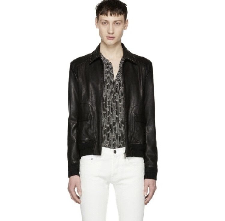 Hedi Slimane × Saint Laurent Paris Saint Laurent Stud leather jacket zip Size US S / EU 44-46 / 1 - 14 Thumbnail