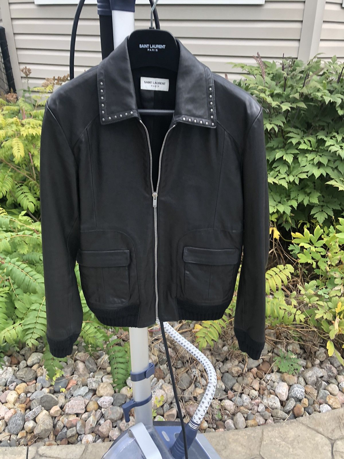 Hedi Slimane × Saint Laurent Paris Saint Laurent Stud leather jacket zip Size US S / EU 44-46 / 1 - 5 Thumbnail