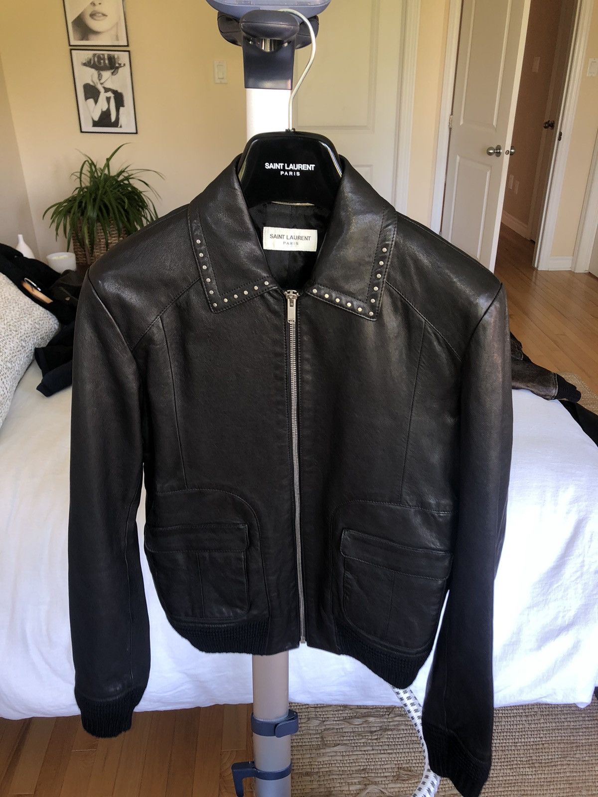 Hedi Slimane × Saint Laurent Paris Saint Laurent Stud leather jacket zip Size US S / EU 44-46 / 1 - 6 Thumbnail