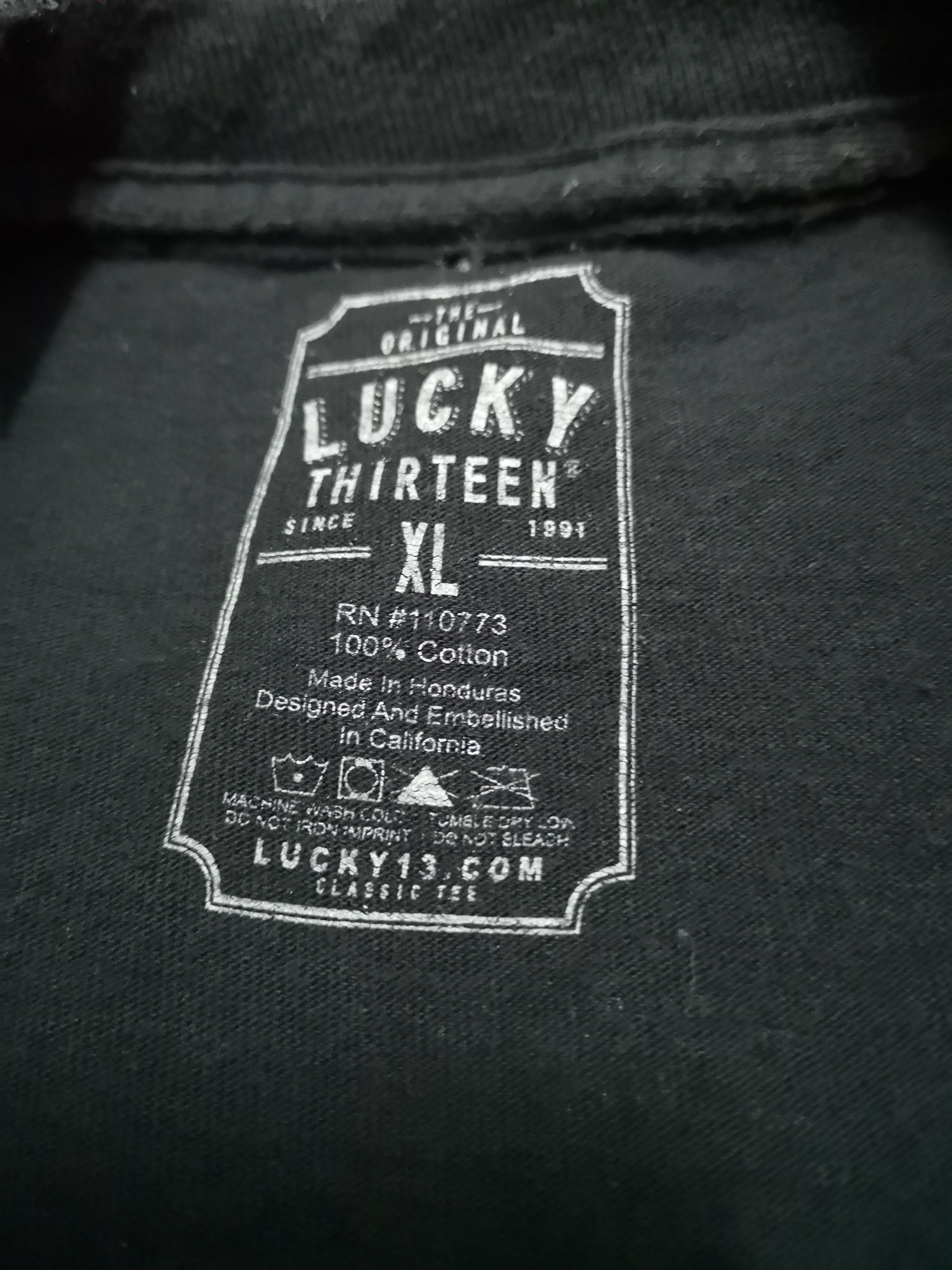 Vintage LUCKY THIRTEEN TEE Size US XL / EU 56 / 4 - 4 Thumbnail