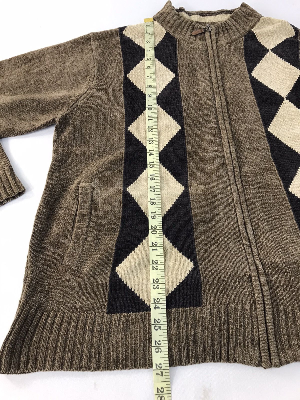 Japanese Brand × Vintage Japanese Brand Wool Knitwear Sweater Jacket Checked Design Size US L / EU 52-54 / 3 - 9 Thumbnail