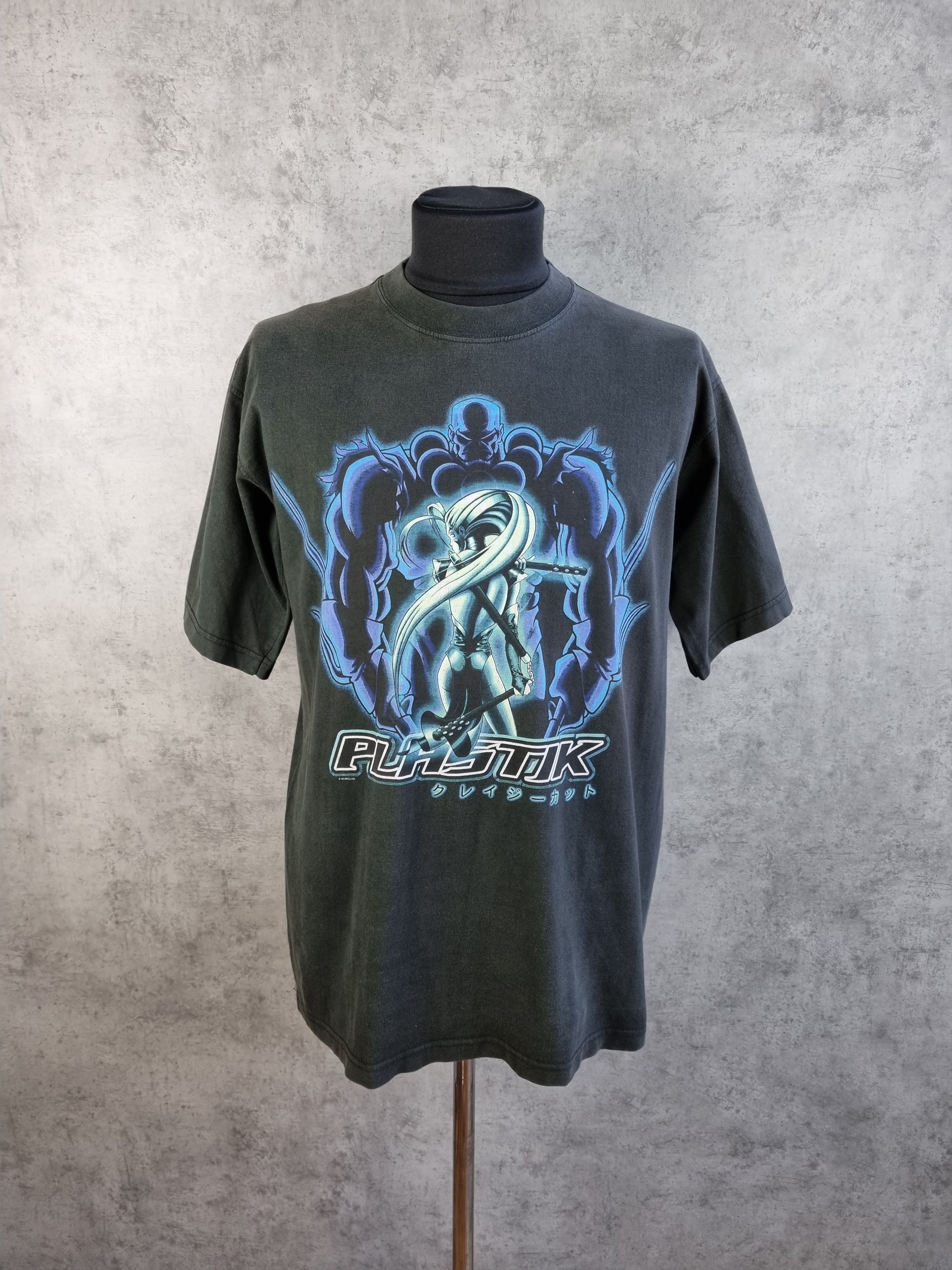 image of Anima 90's Plastik Vintage Tee Shirt in Faded Black, Men's (Size Large)