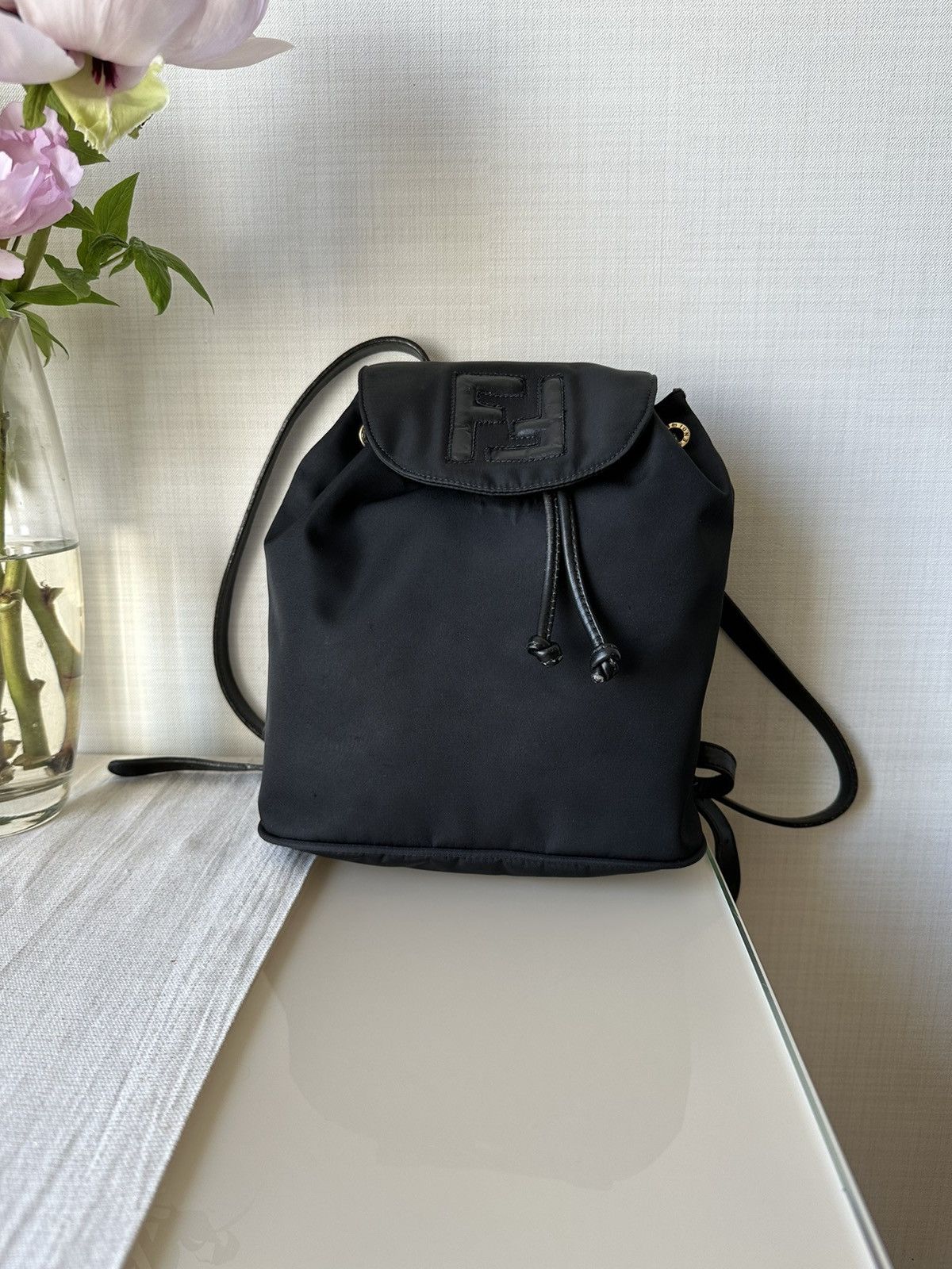 Fendi RARE! FENDI FF logo black nylon backpack vintage Size ONE SIZE - 1 Thumbnail
