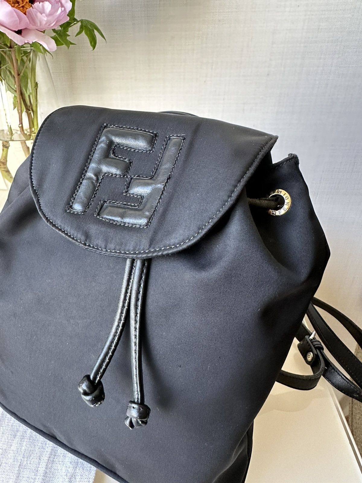 Fendi RARE! FENDI FF logo black nylon backpack vintage Size ONE SIZE - 2 Thumbnail