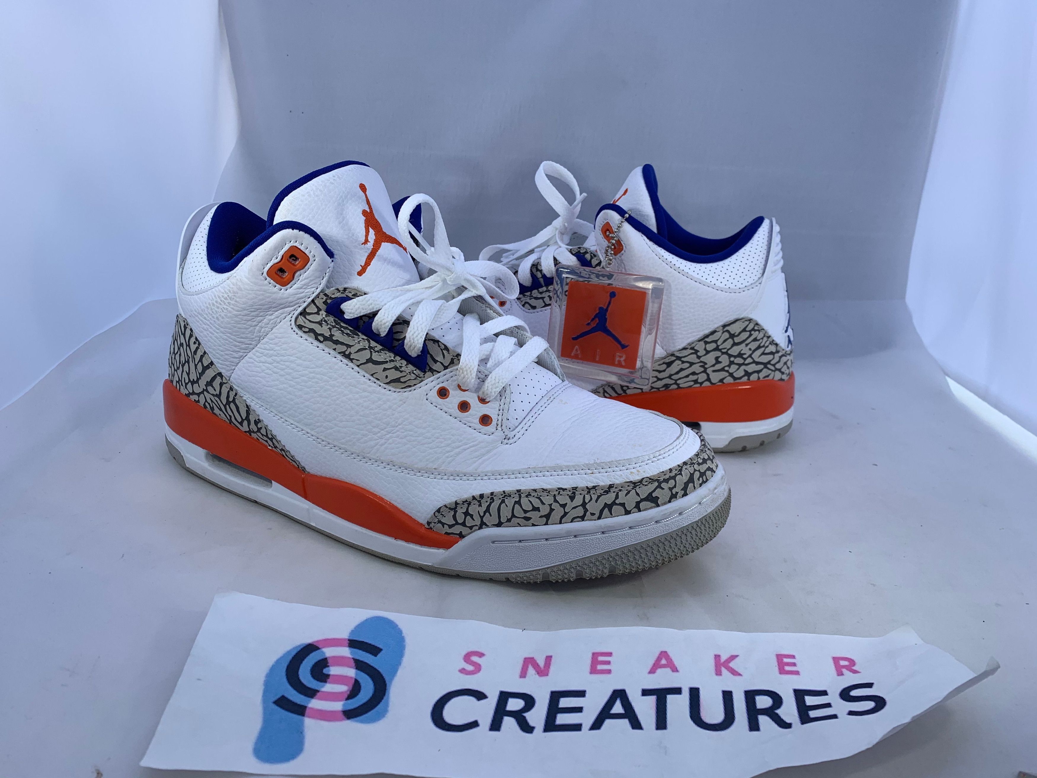image of Jordan Brand 3 Knicks 2019 Size 11 Original Box Hang Tag Shoes in White, Men's