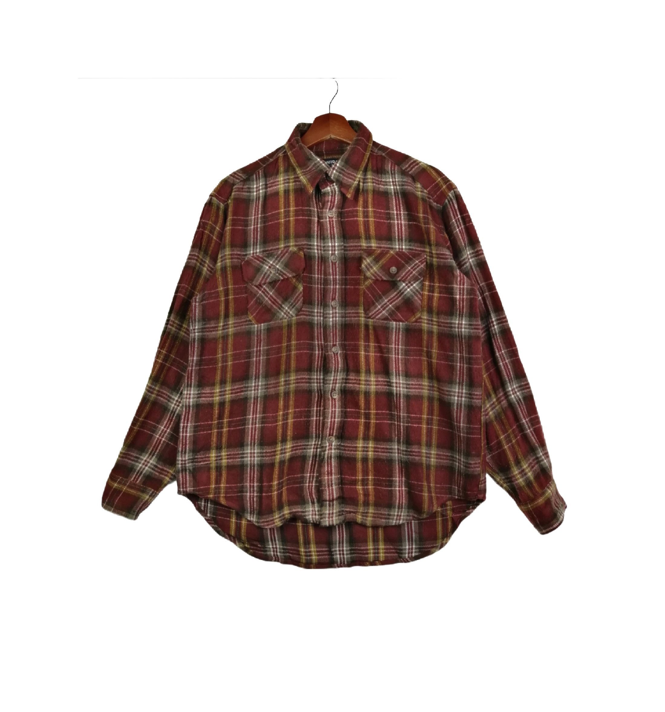 Flannel × Japanese Brand Vintage!! Uniqlo Flannel Wool Checked Button Up Size US M / EU 48-50 / 2 - 3 Thumbnail