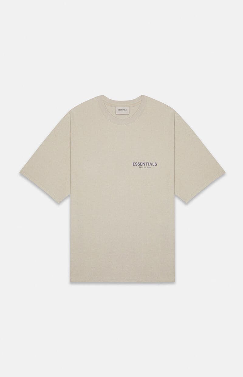 FOG × Fear of God × Pacsun FOG - Essentials Fear Of God Tan Logo-Print Jersey T-Shirt Size US L / EU 52-54 / 3 - 6 Thumbnail