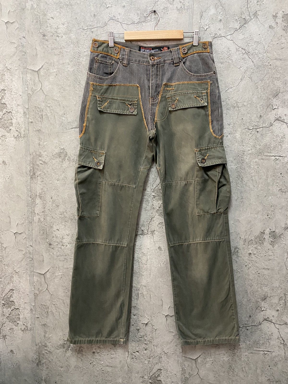 Designer × Japanese Brand Vintage Boluton Japan Hybrid Reconstructed Cargo Pants Size US 32 / EU 48 - 1 Thumbnail