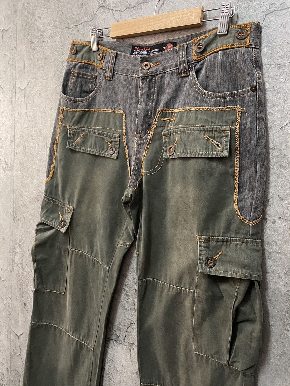 Designer × Japanese Brand Vintage Boluton Japan Hybrid Reconstructed Cargo Pants Size US 32 / EU 48 - 7 Thumbnail