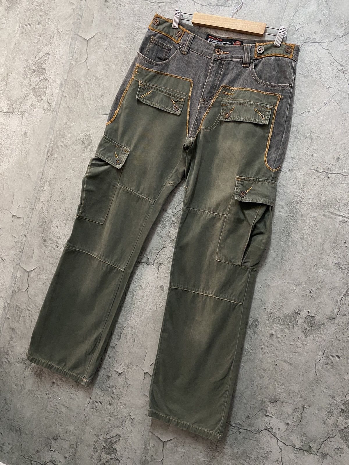 Designer × Japanese Brand Vintage Boluton Japan Hybrid Reconstructed Cargo Pants Size US 32 / EU 48 - 3 Thumbnail