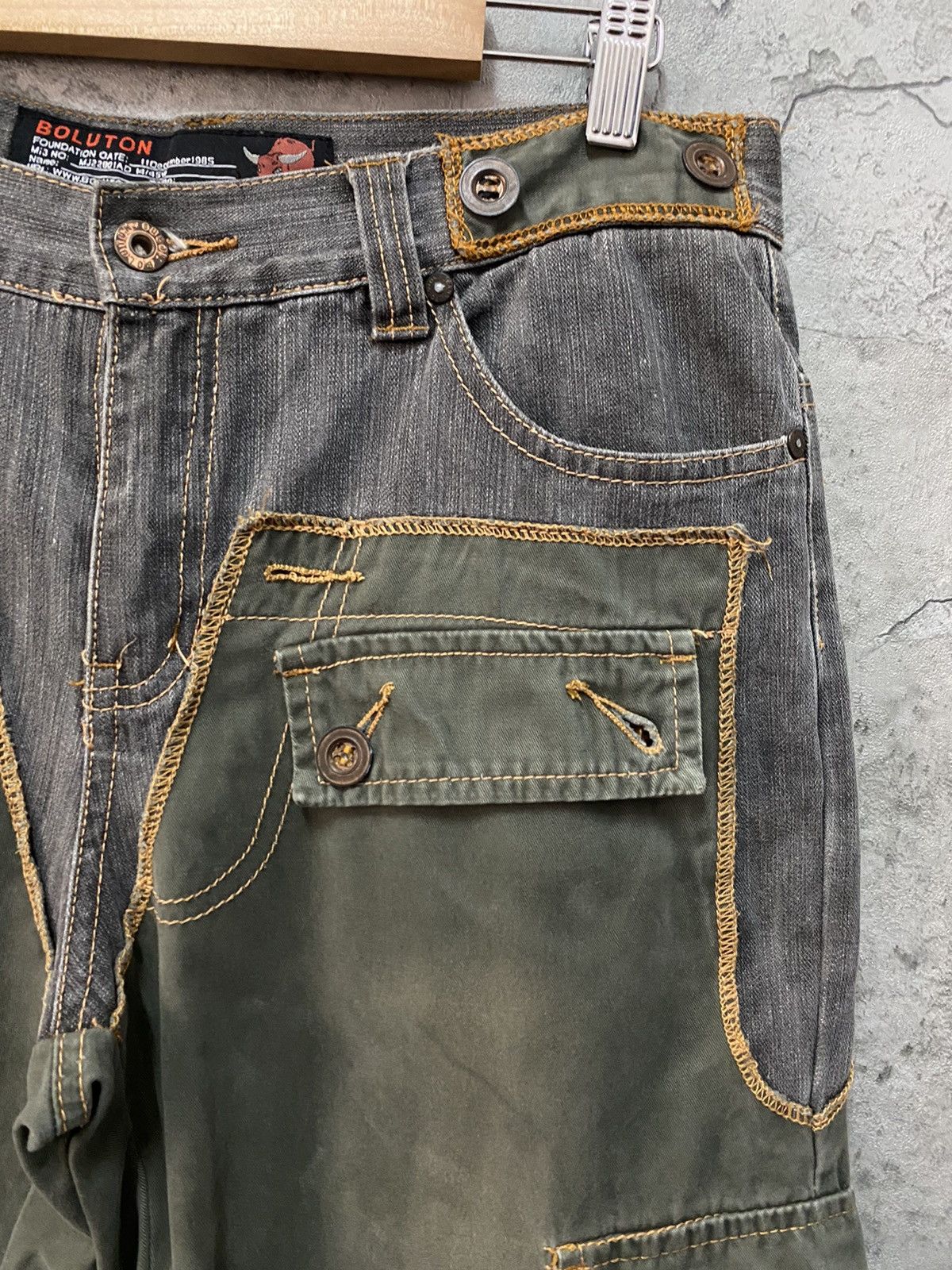 Designer × Japanese Brand Vintage Boluton Japan Hybrid Reconstructed Cargo Pants Size US 32 / EU 48 - 8 Thumbnail