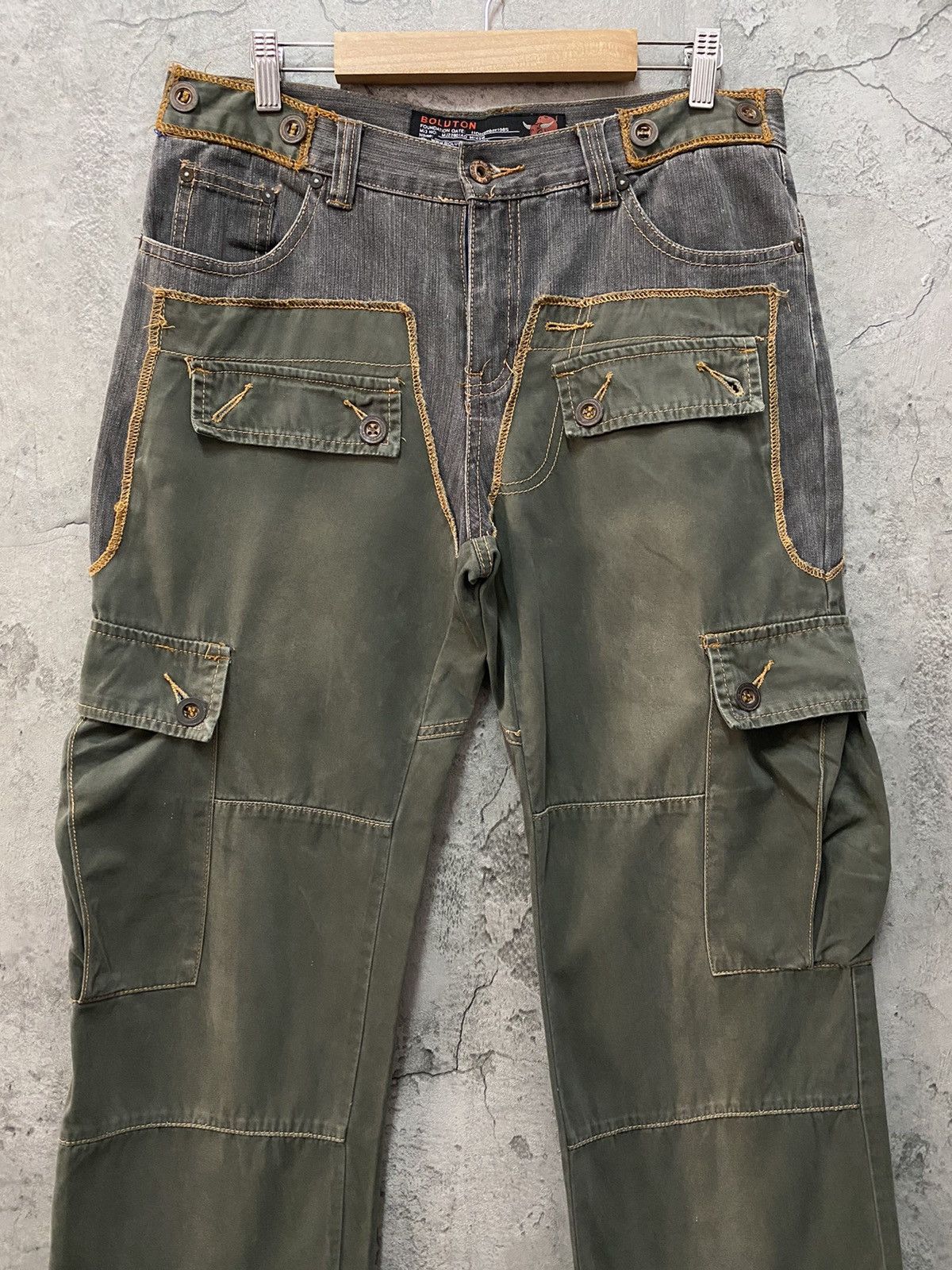 Designer × Japanese Brand Vintage Boluton Japan Hybrid Reconstructed Cargo Pants Size US 32 / EU 48 - 5 Thumbnail