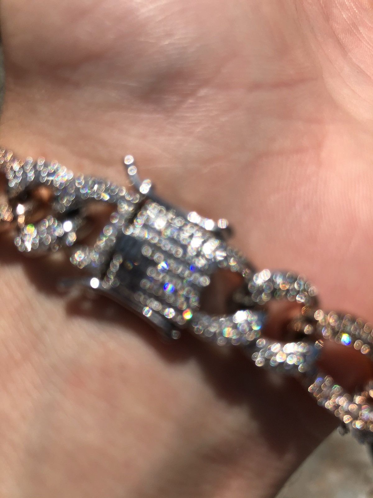Jewelry Diamond Two Tone Rose Gold Figaro Bracelet Iced Bracelet 7” Size ONE SIZE - 3 Thumbnail
