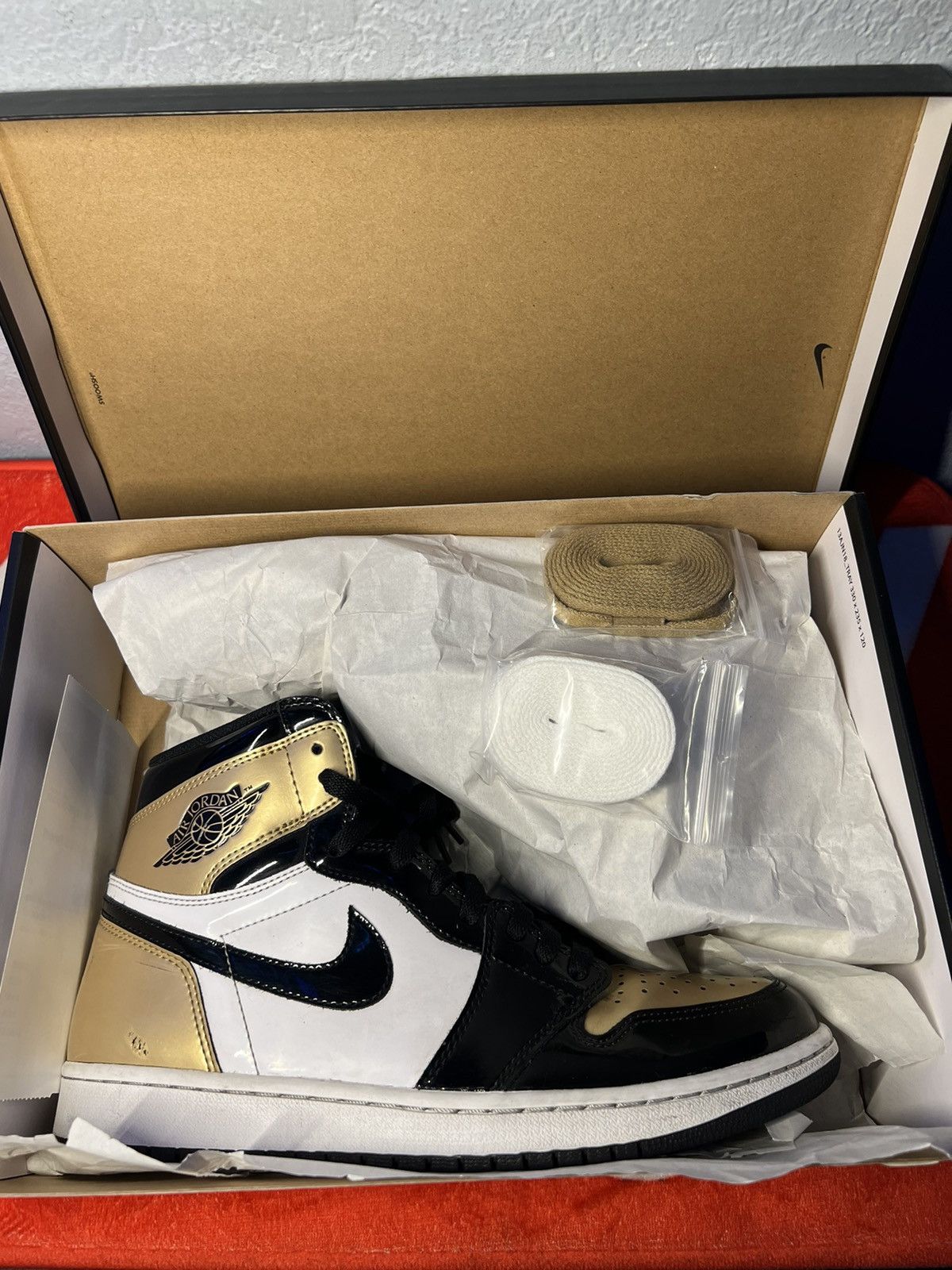 image of Air Jordan 1 Retro High OG Nrg “Gold Toe” Shoes, Men's (Size 10)