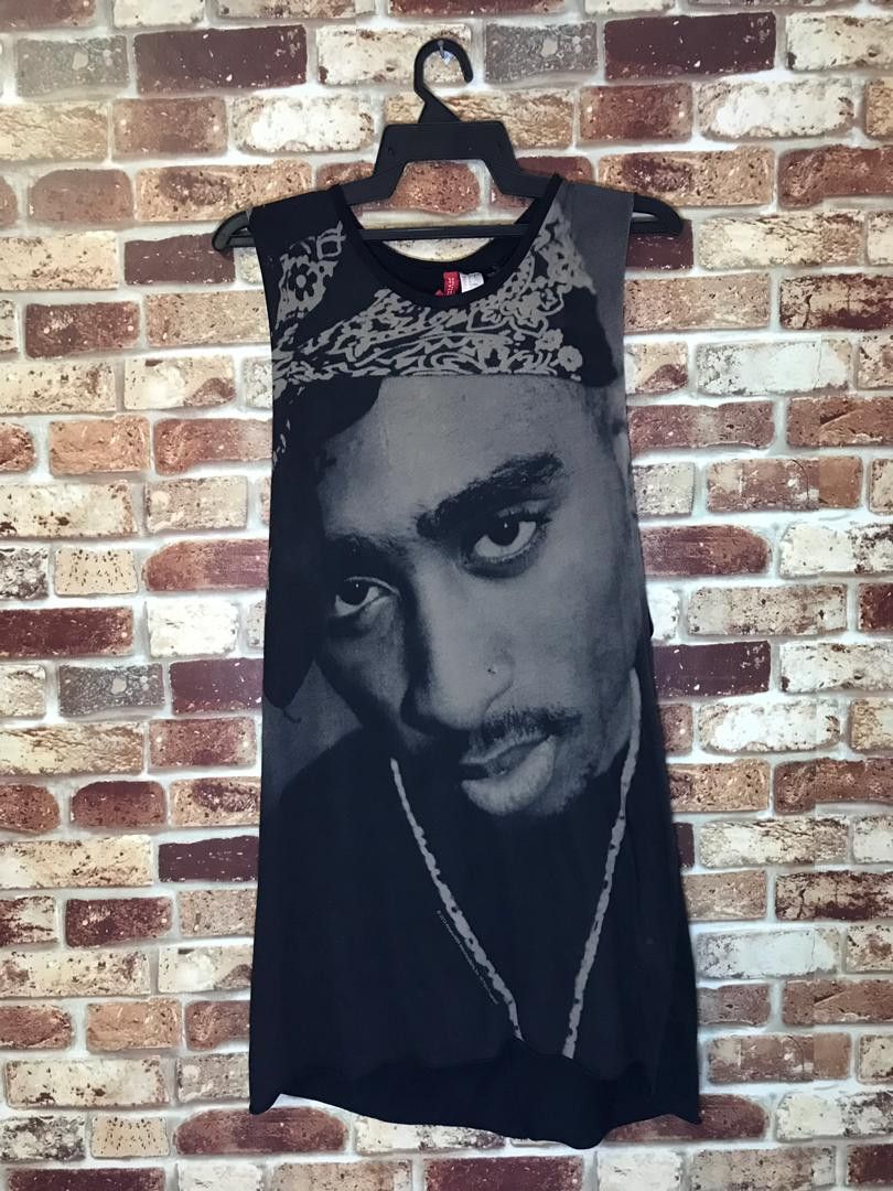 image of Band Tees x Rap Tees Tupac Shakur Singlet in Black, Men's (Size Medium)