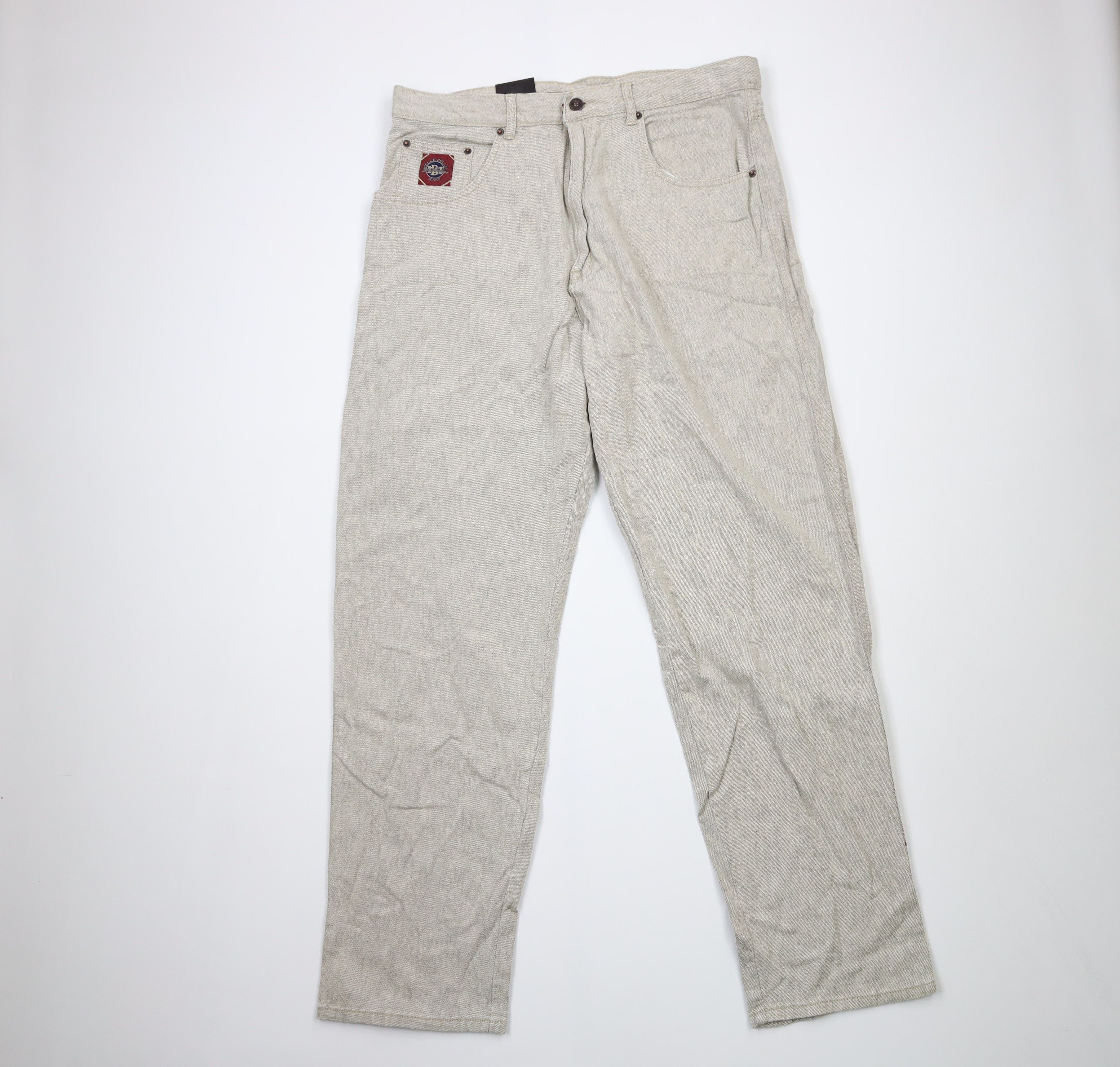 image of Nos Vintage 90's Pelle Pelle Hip Hop Baggy Wide Leg Jeans in Grey, Men's (Size 38)