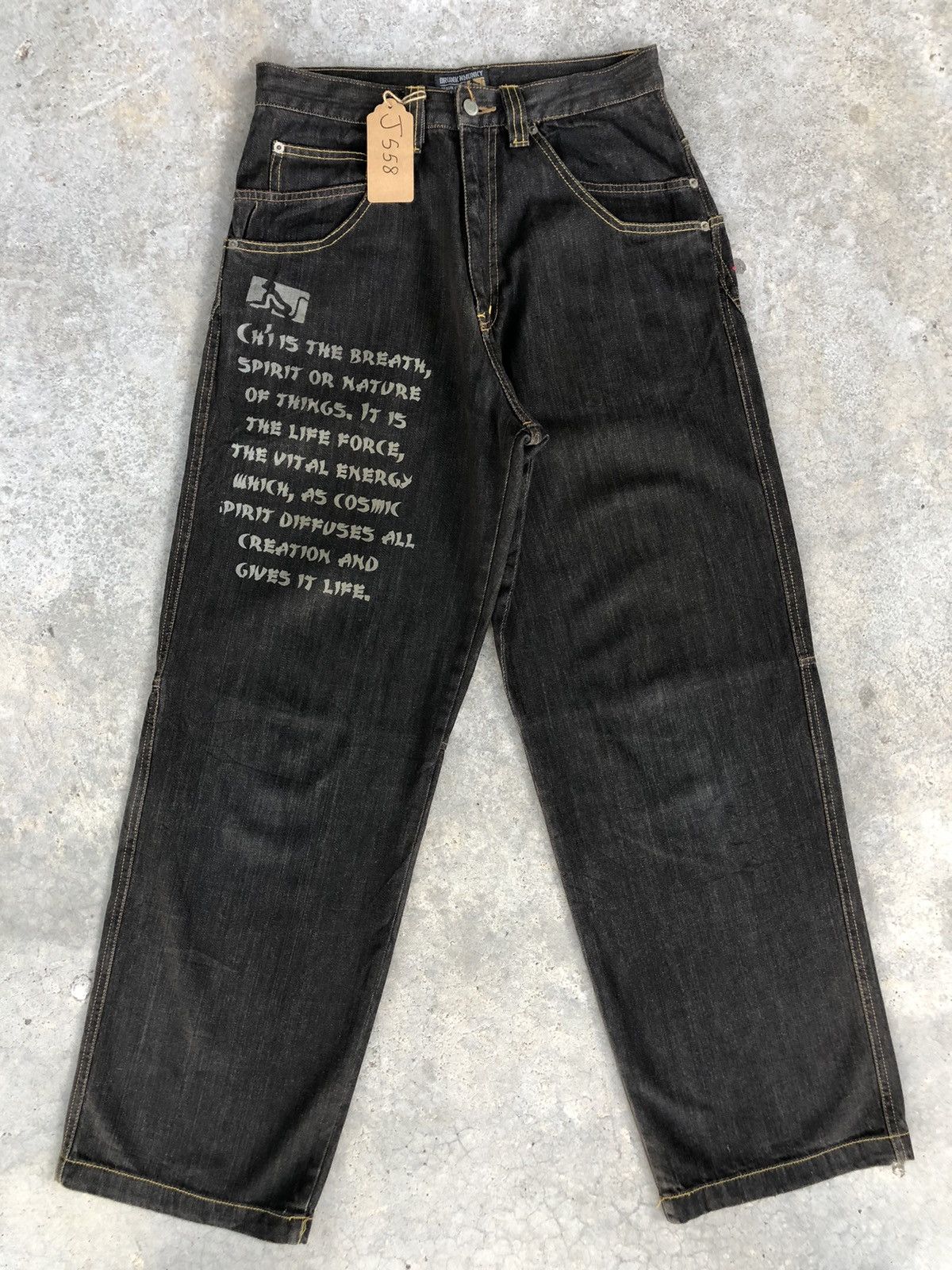 Drunkn Munky Spellout Embroidered Jeans Baggy Jeans hip hop