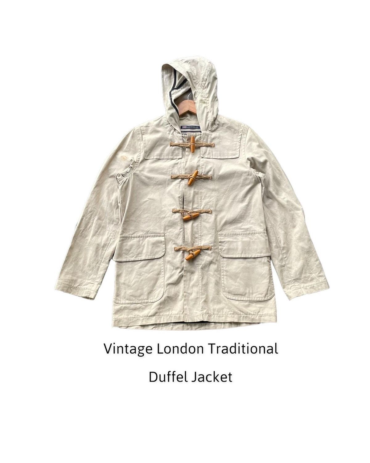 image of StealsVintage London Traditional Duffel Jacket in Beige, Men's (Size Medium)