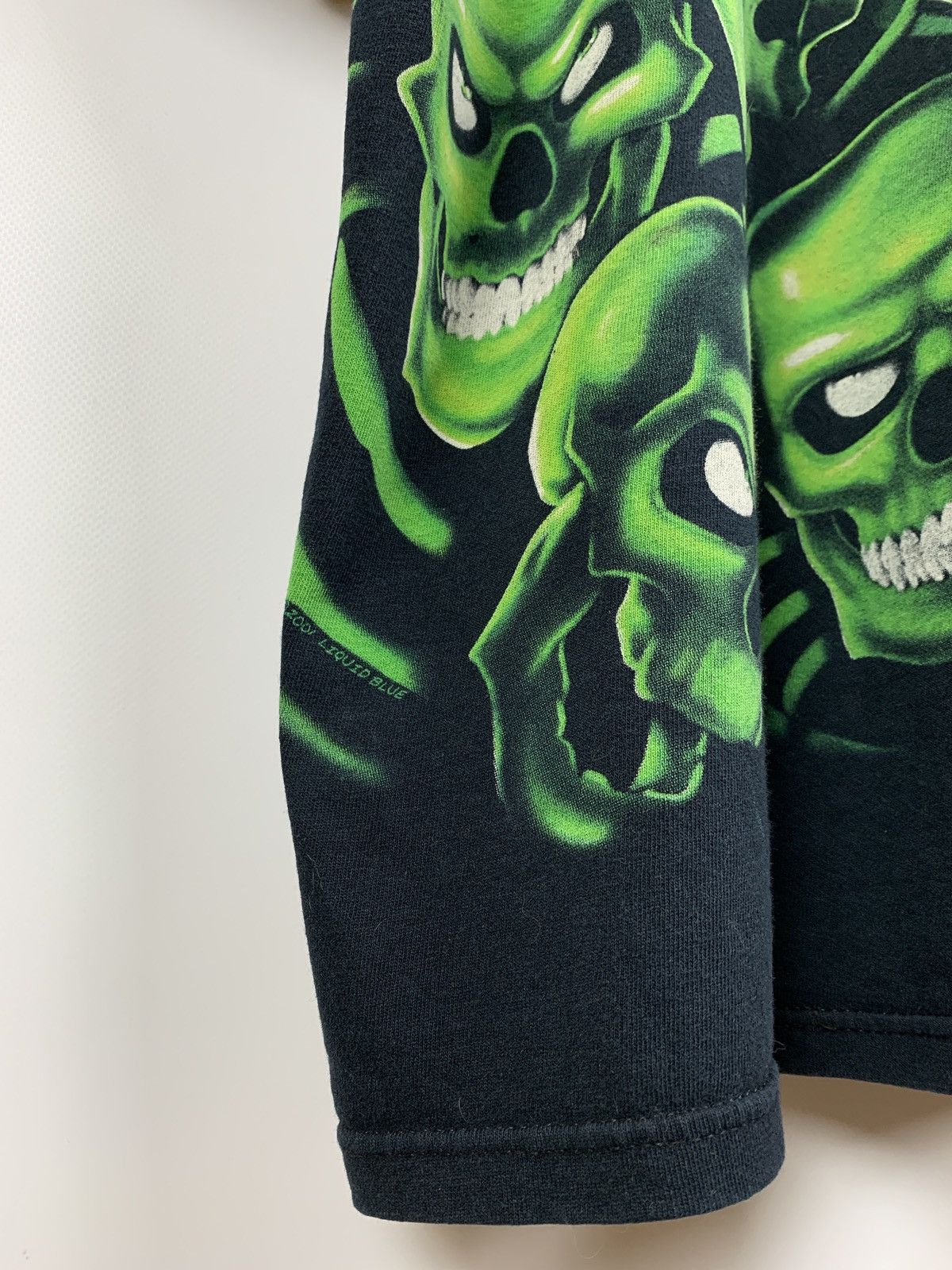 Liquid Blue 2001 Vintage Liquid Blue Green Skull Pile Travis Style Tee Size US XXL / EU 58 / 5 - 15 Thumbnail