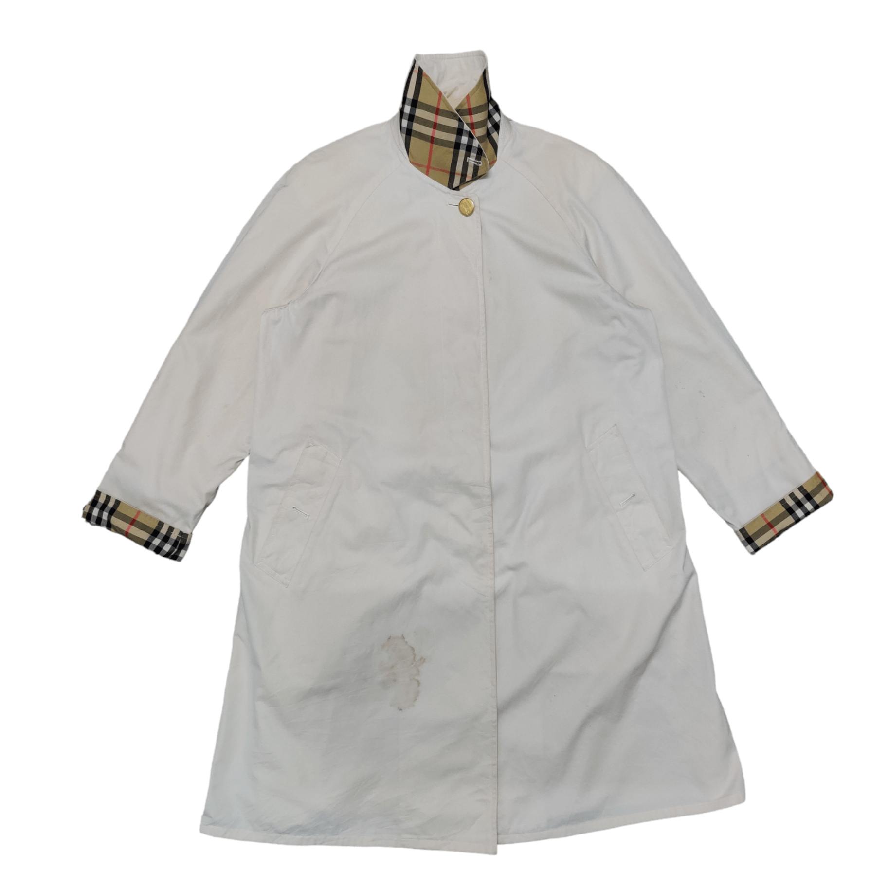 Burberry Vintage 90's Burberry Gold Button Nova Check Trench Coat Size US M / EU 48-50 / 2 - 2 Thumbnail