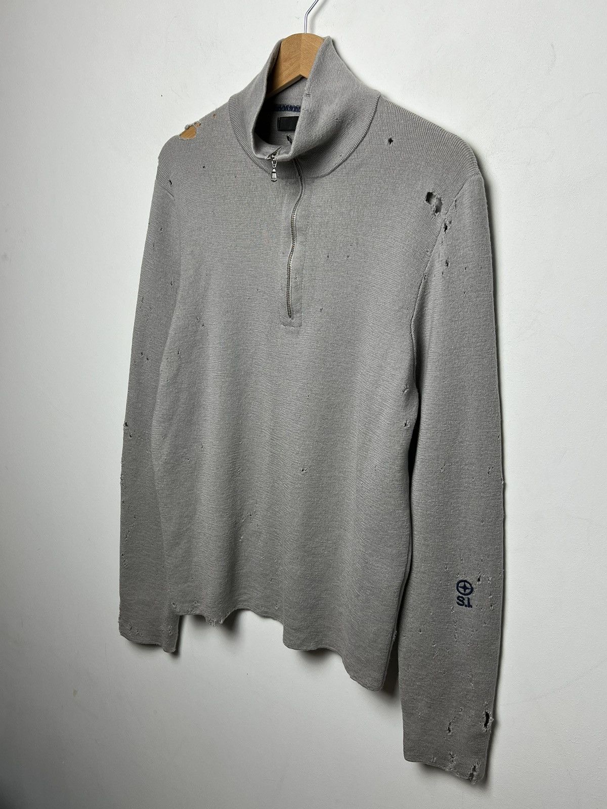 Stone Island Stone Island y2k trashed wool sweater m-l Size US M / EU 48-50 / 2 - 2 Thumbnail
