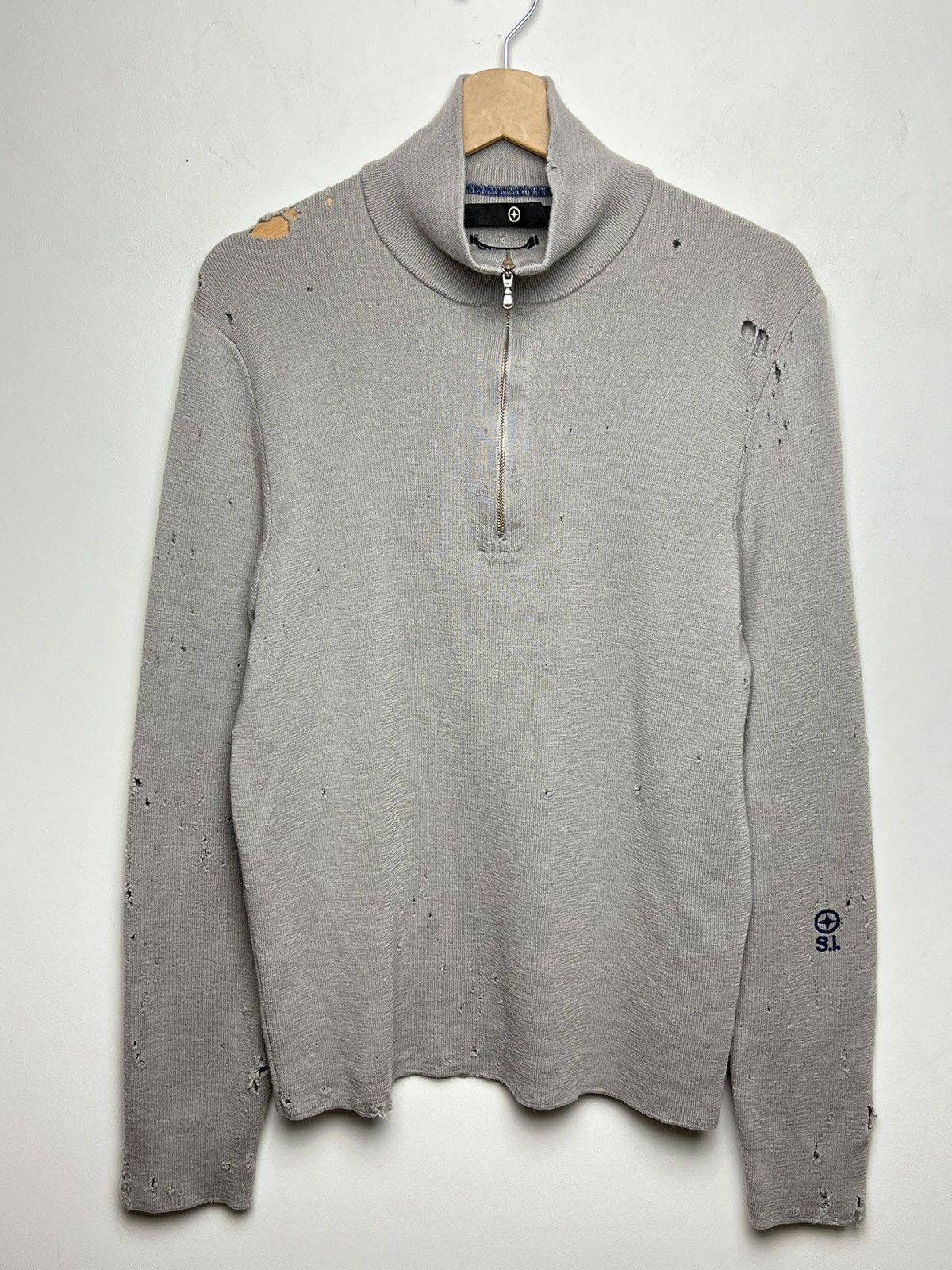 Stone Island Stone Island y2k trashed wool sweater m-l Size US M / EU 48-50 / 2 - 1 Thumbnail